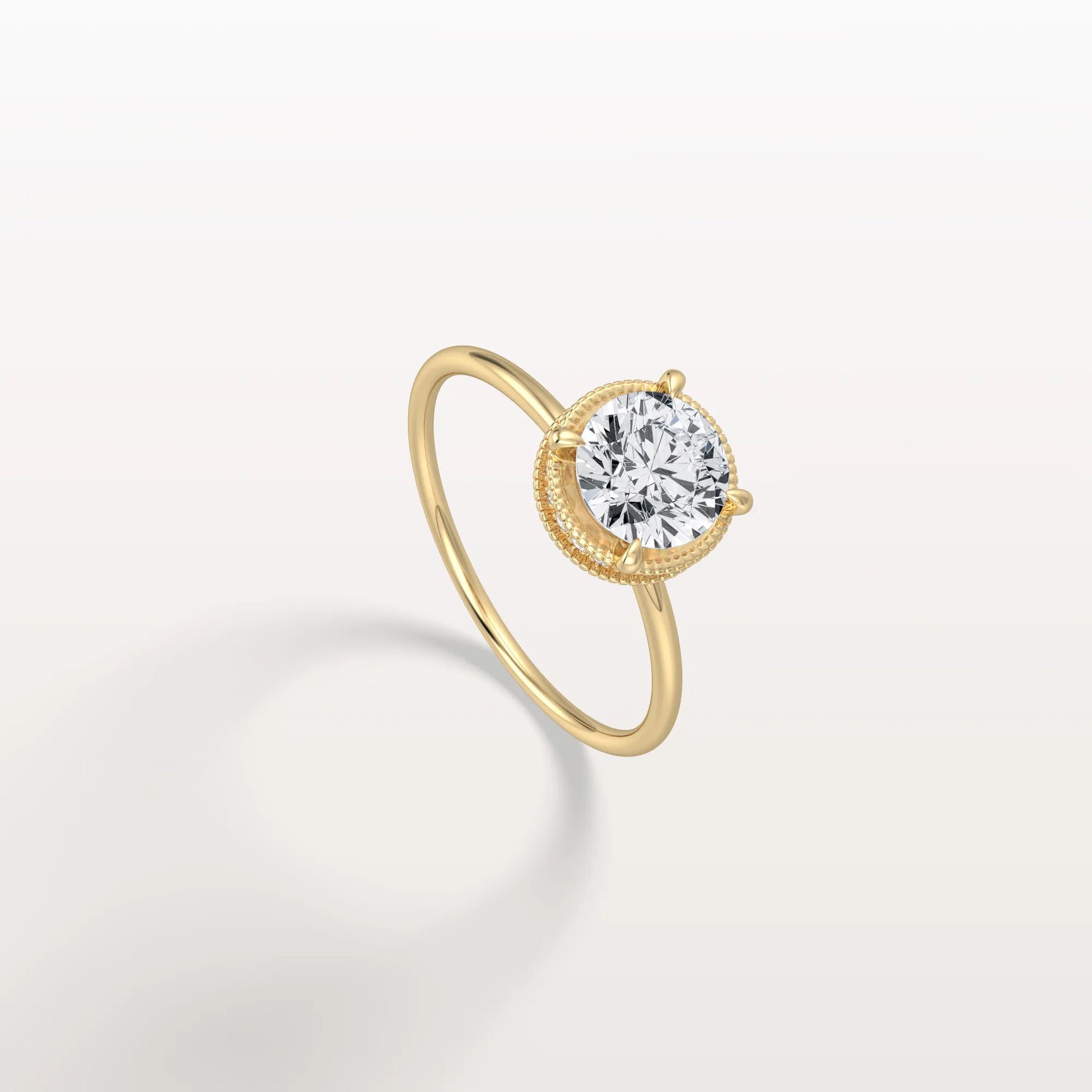 Hidden Halo 1CT Round Lab Diamond Ring With Basket Setting - Rings