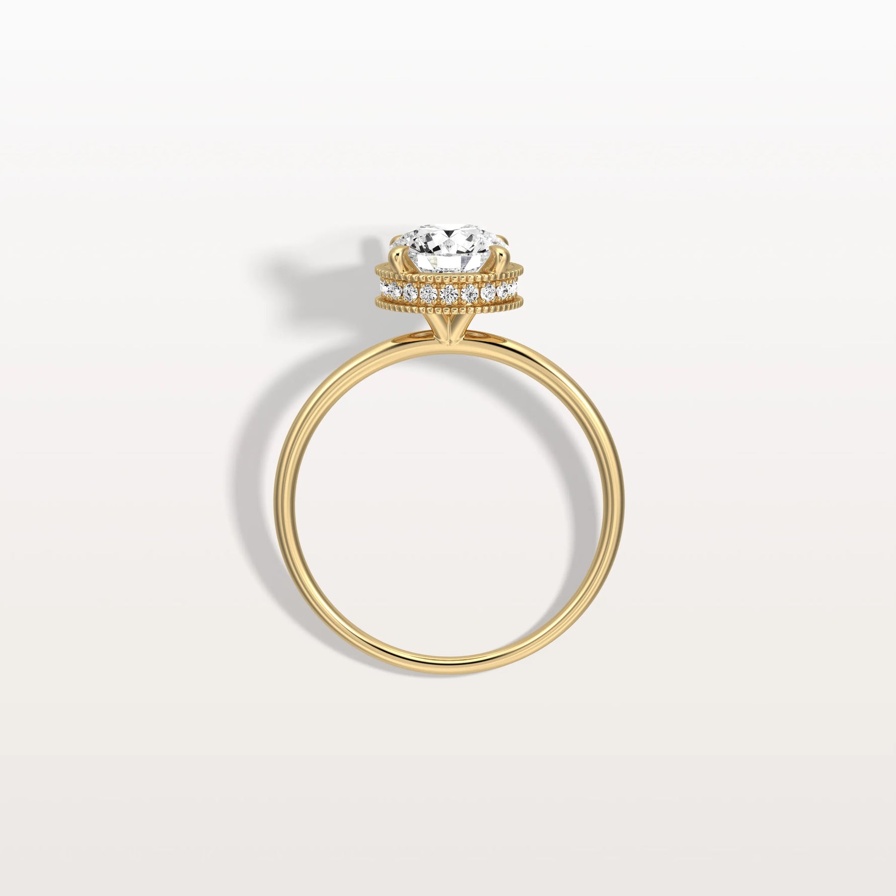 Hidden Halo 1CT Round Lab Diamond Ring With Basket Setting - Rings