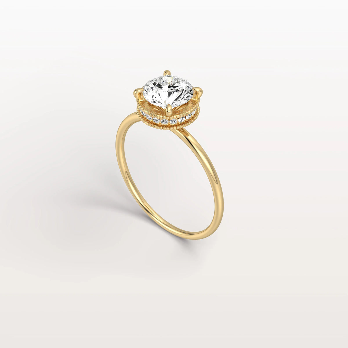Hidden Halo 1CT Round Lab Diamond Ring With Basket Setting - Rings