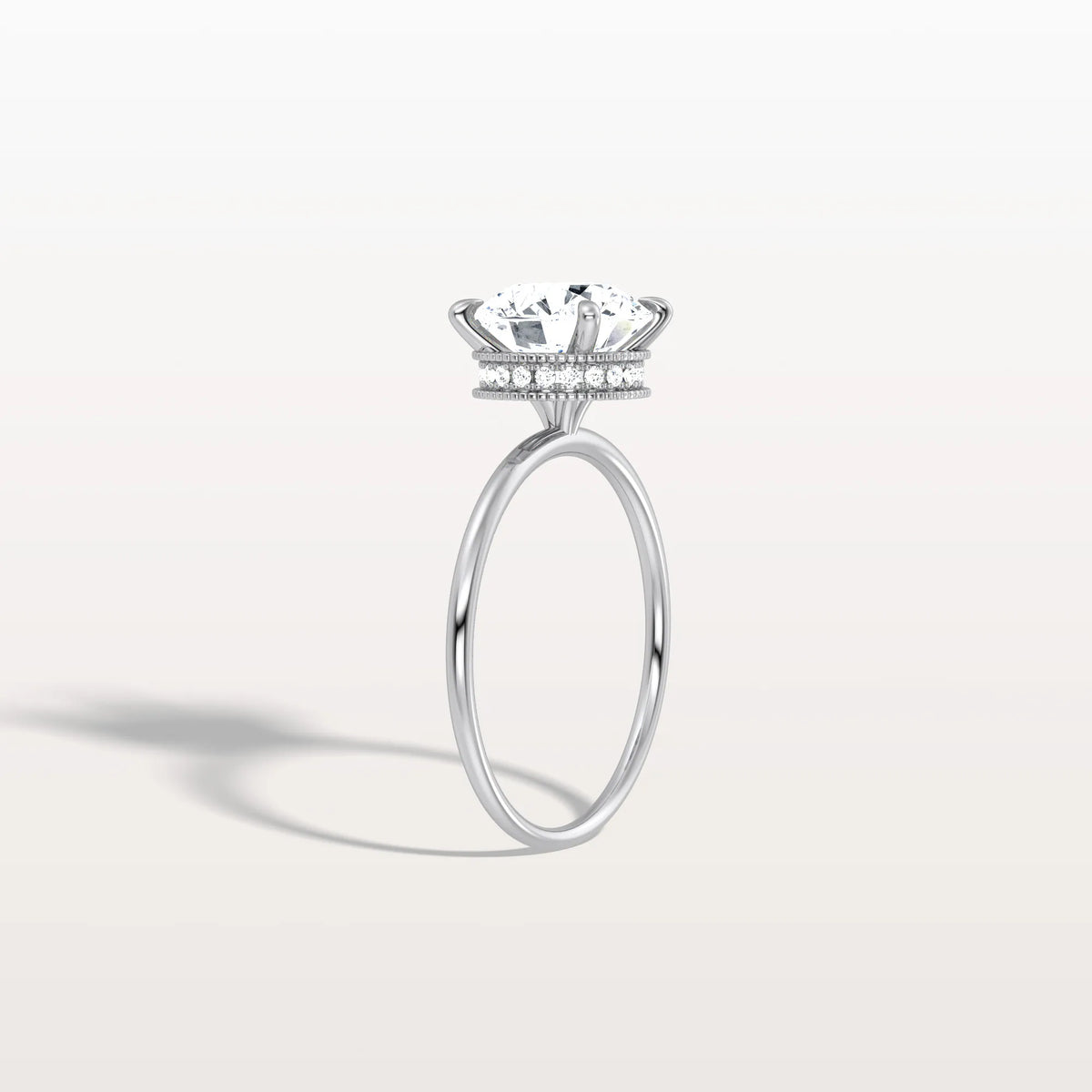 Hidden Halo 2CT Round Lab Diamond Ring With Basket Setting - Rings