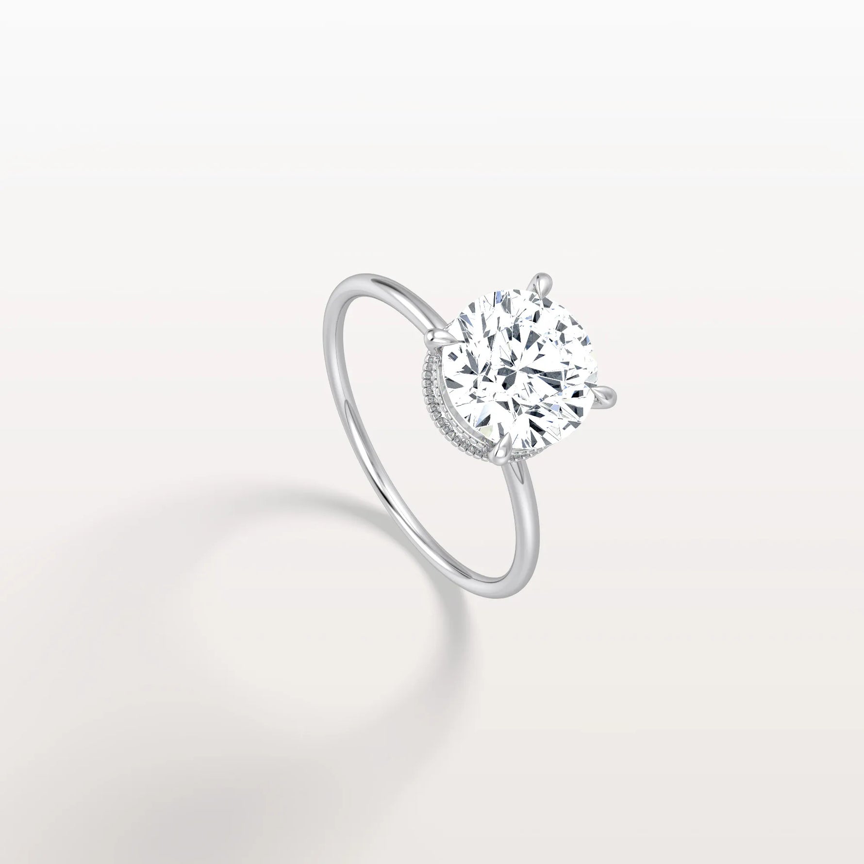 Hidden Halo 2CT Round Lab Diamond Ring With Basket Setting - Rings