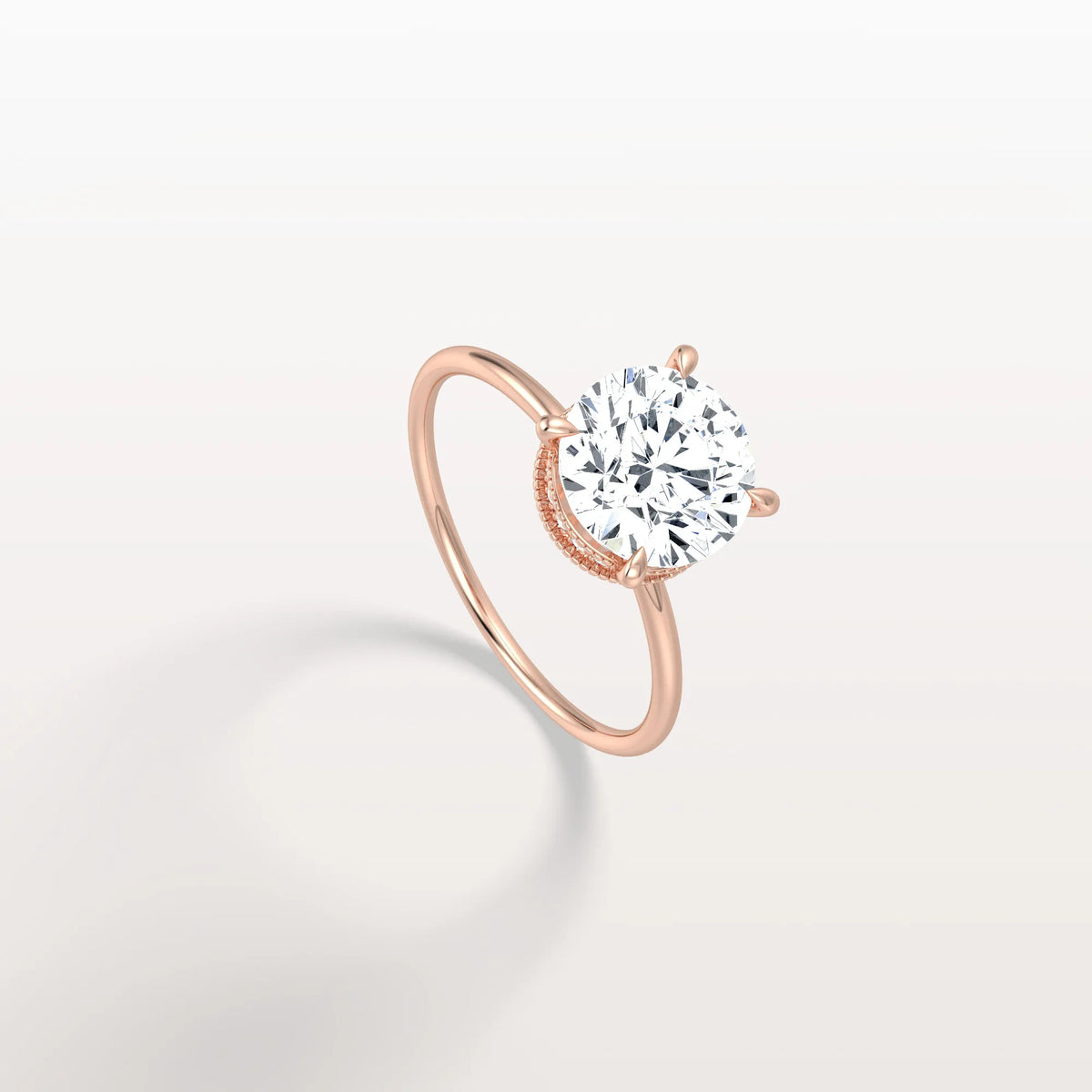 Hidden Halo 2CT Round Lab Diamond Ring With Basket Setting - Rings