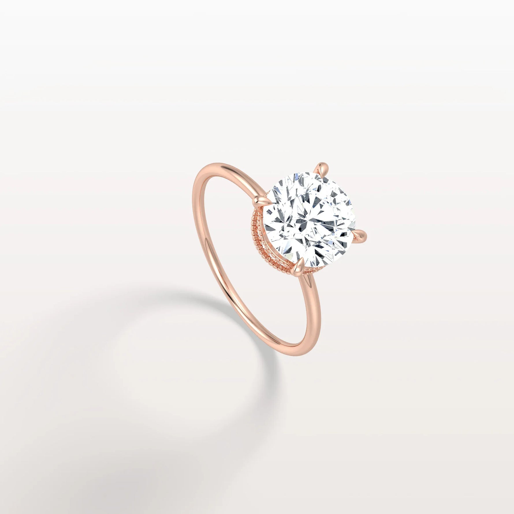 Hidden Halo 2CT Round Lab Diamond Ring With Basket Setting - Rings