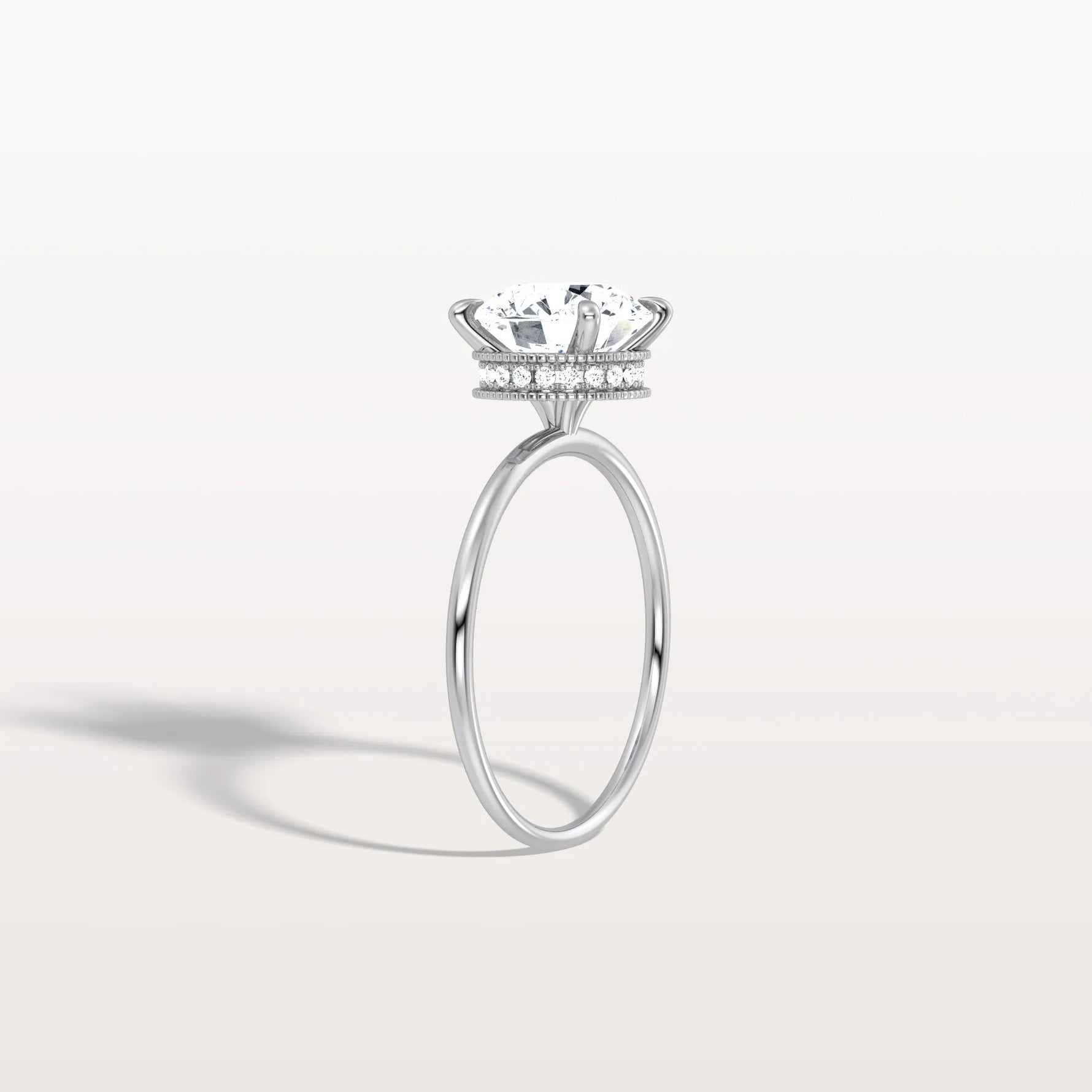 Hidden Halo 2CT Round Lab Diamond Ring With Basket Setting - Rings