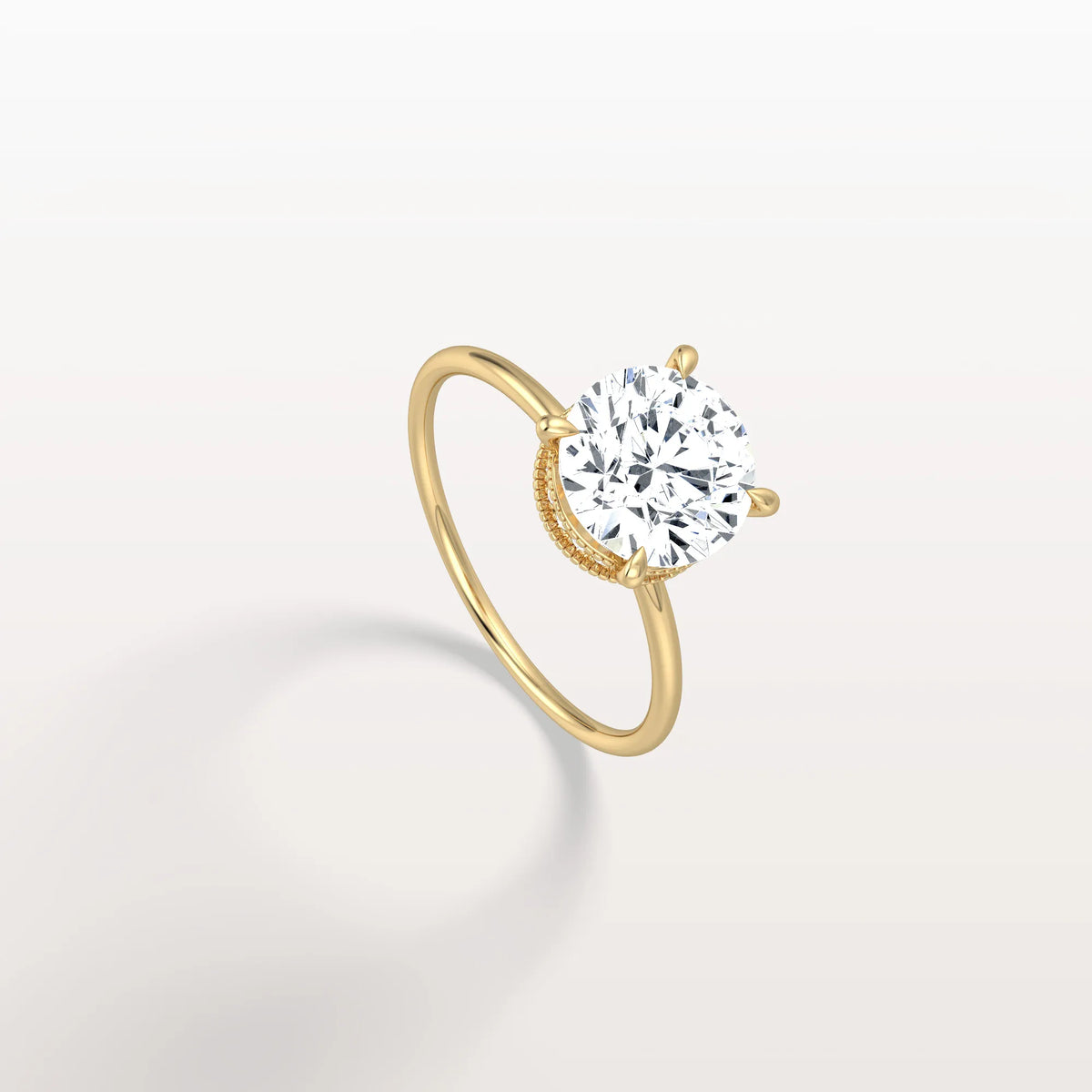 Hidden Halo 2CT Round Lab Diamond Ring With Basket Setting - Rings