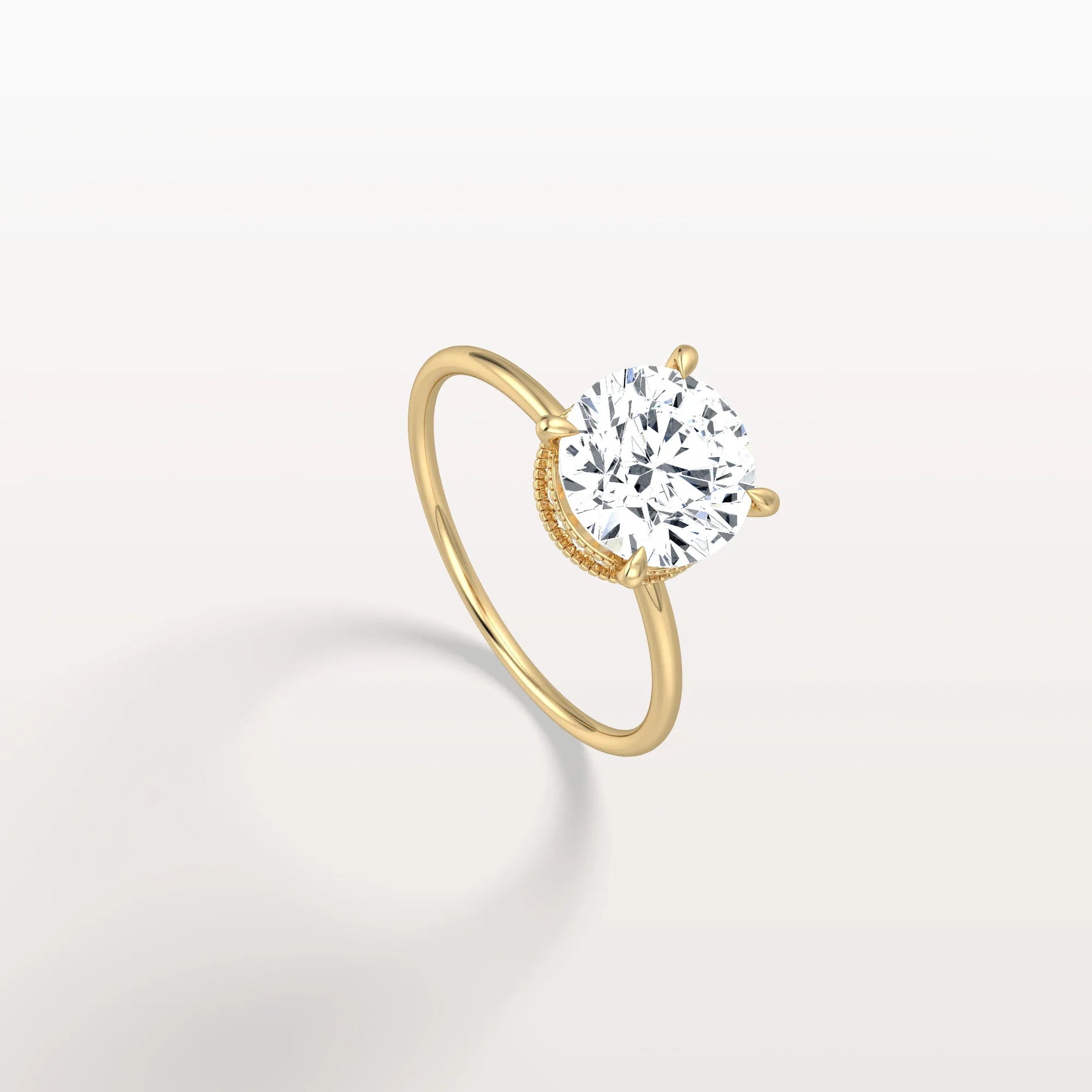 Hidden Halo 2CT Round Lab Diamond Ring With Basket Setting - Rings