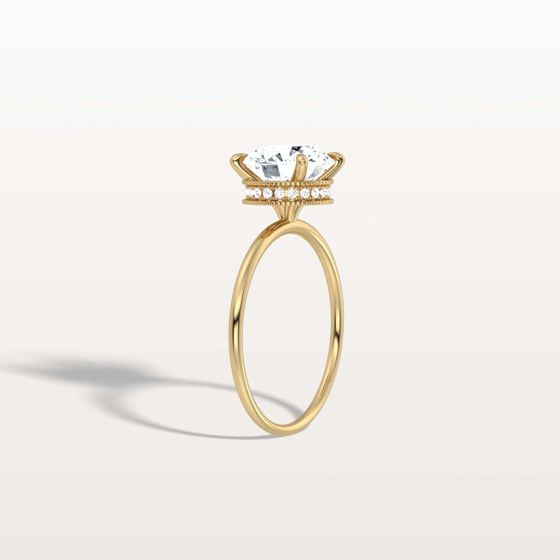 Hidden Halo 2CT Round Lab Diamond Ring With Basket Setting - Rings