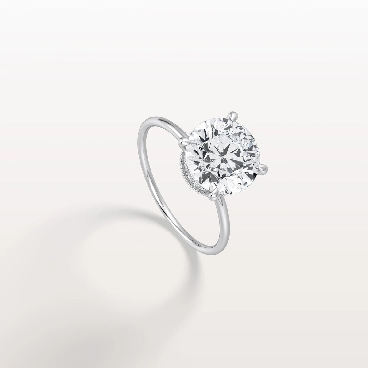 Hidden Halo 3CT Round Lab Diamond Ring With Basket Setting - Rings