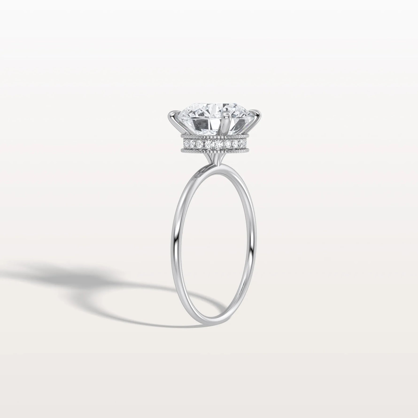 Hidden Halo 3CT Round Lab Diamond Ring With Basket Setting - Rings