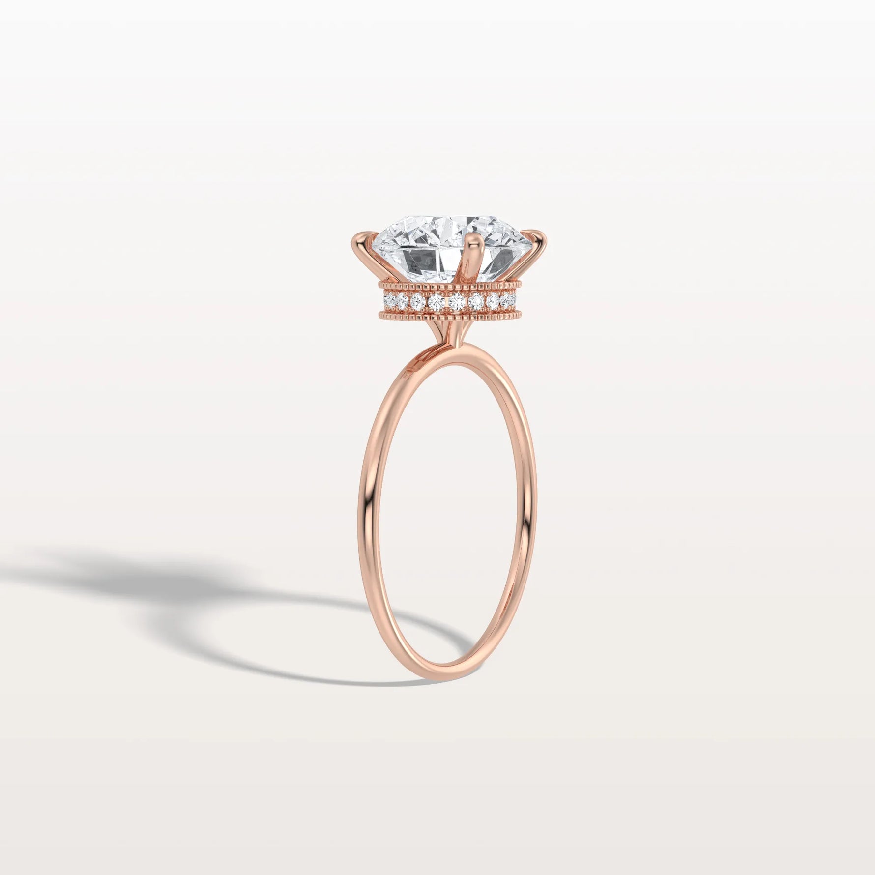Hidden Halo 3CT Round Lab Diamond Ring With Basket Setting - Rings