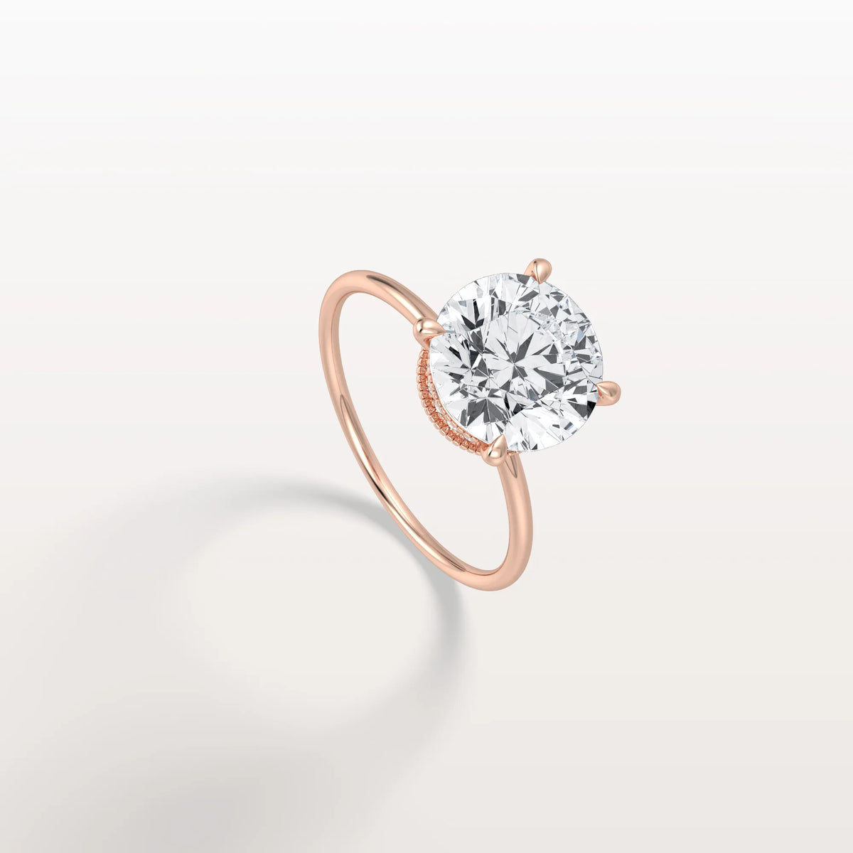 Hidden Halo 3CT Round Lab Diamond Ring With Basket Setting - Rings