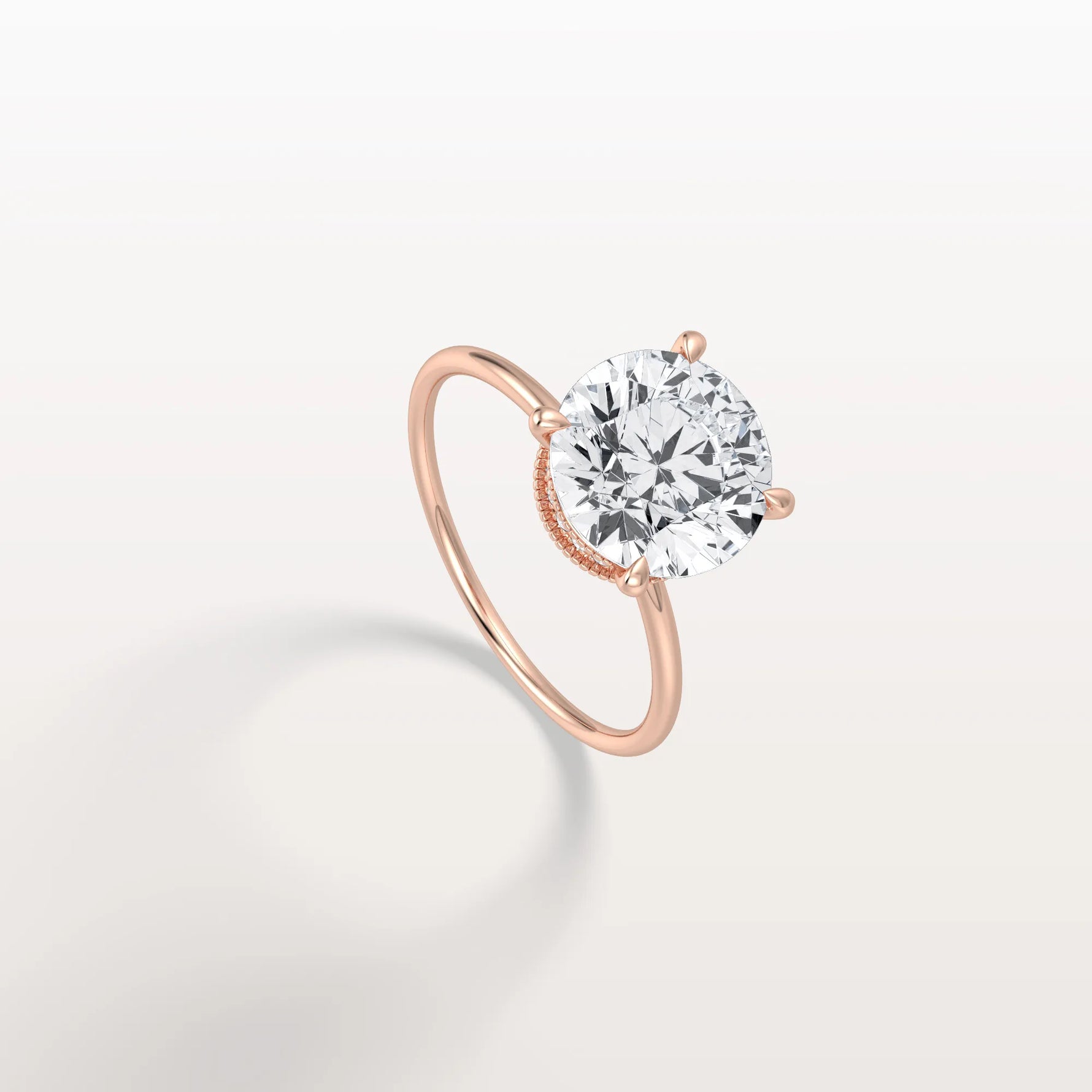 Hidden Halo 3CT Round Lab Diamond Ring With Basket Setting - Rings
