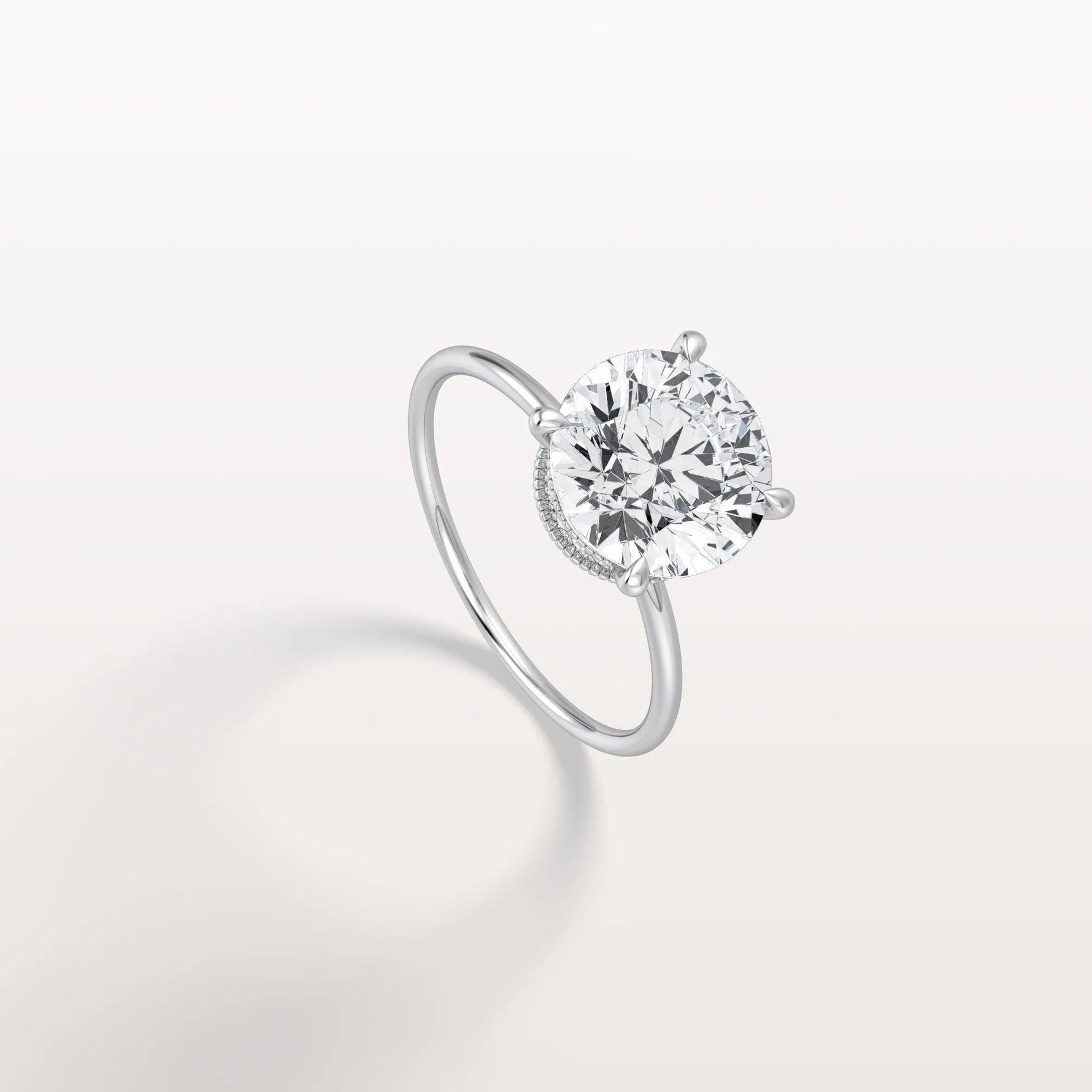 Hidden Halo 3CT Round Lab Diamond Ring With Basket Setting - Rings
