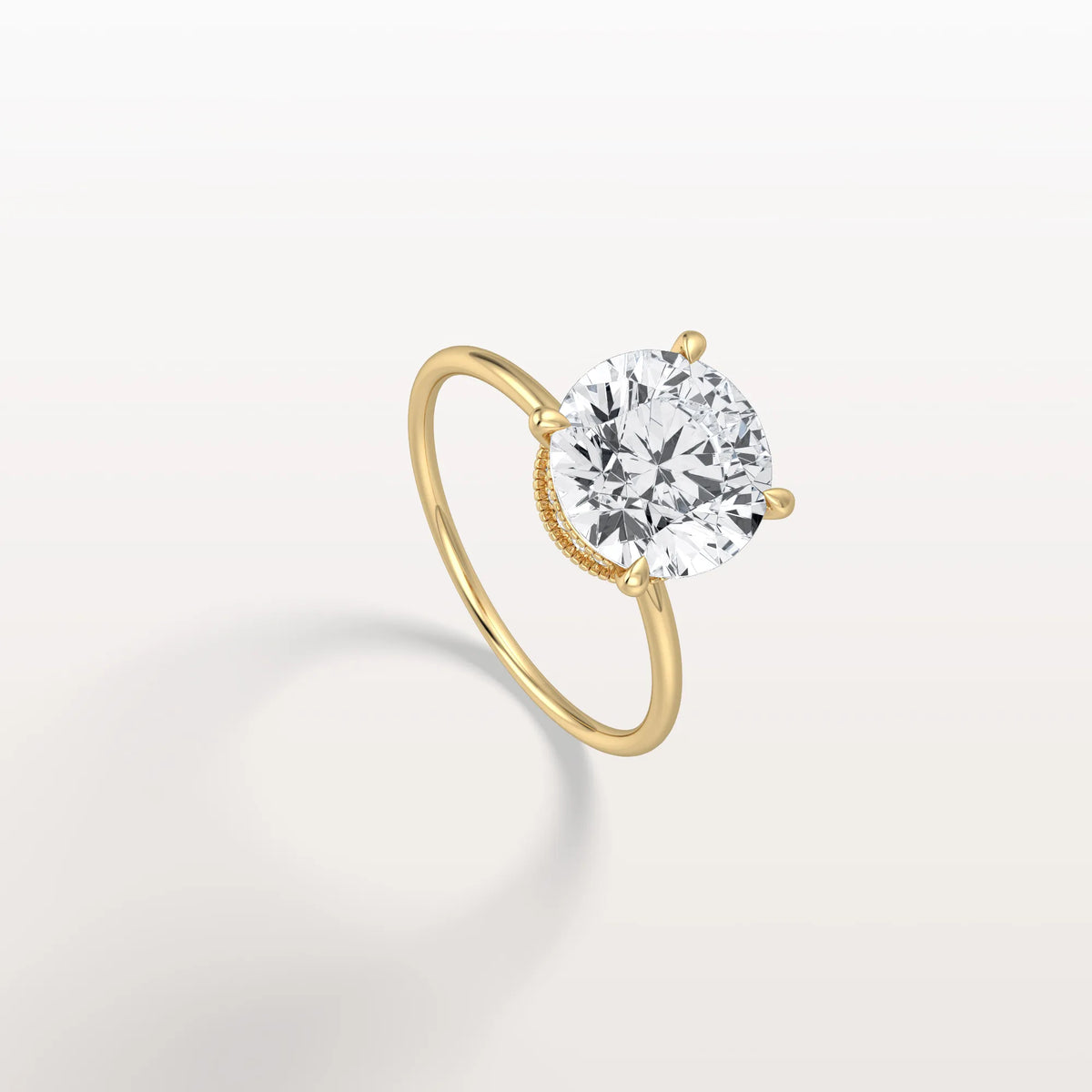 Hidden Halo 3CT Round Lab Diamond Ring With Basket Setting - Rings