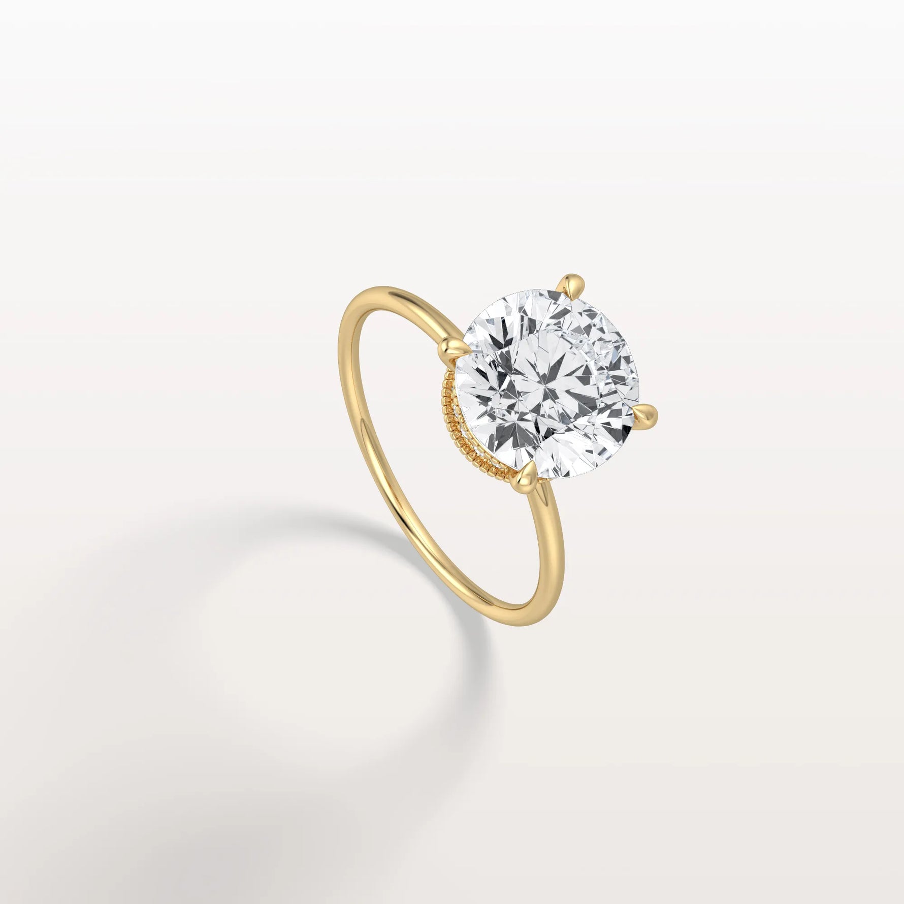 Hidden Halo 3CT Round Lab Diamond Ring With Basket Setting - Rings
