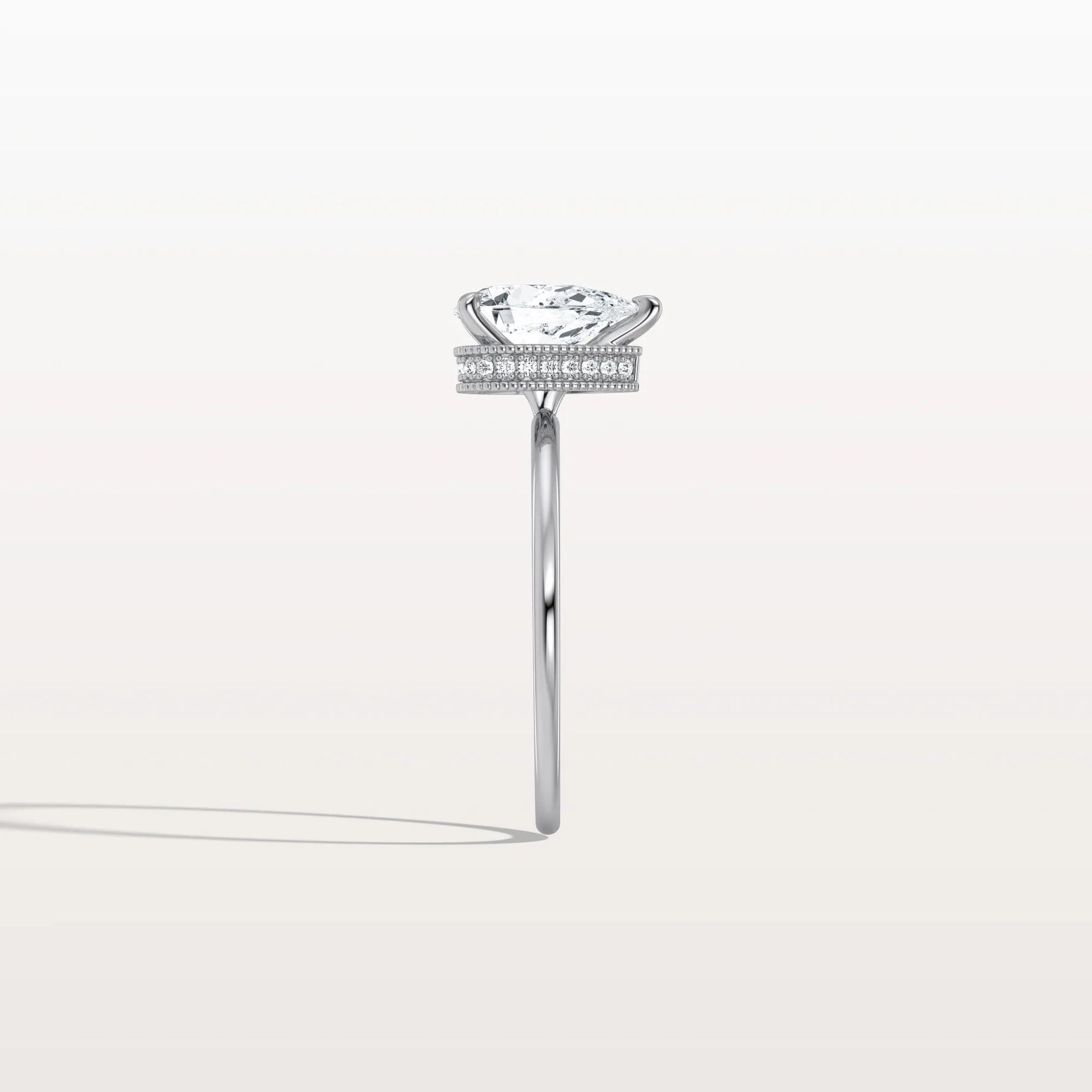Hidden Halo 1CT Pear Lab Diamond Ring with Basket Setting - Rings
