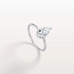 Hidden Halo 1CT Pear Lab Diamond Ring with Basket Setting - Rings
