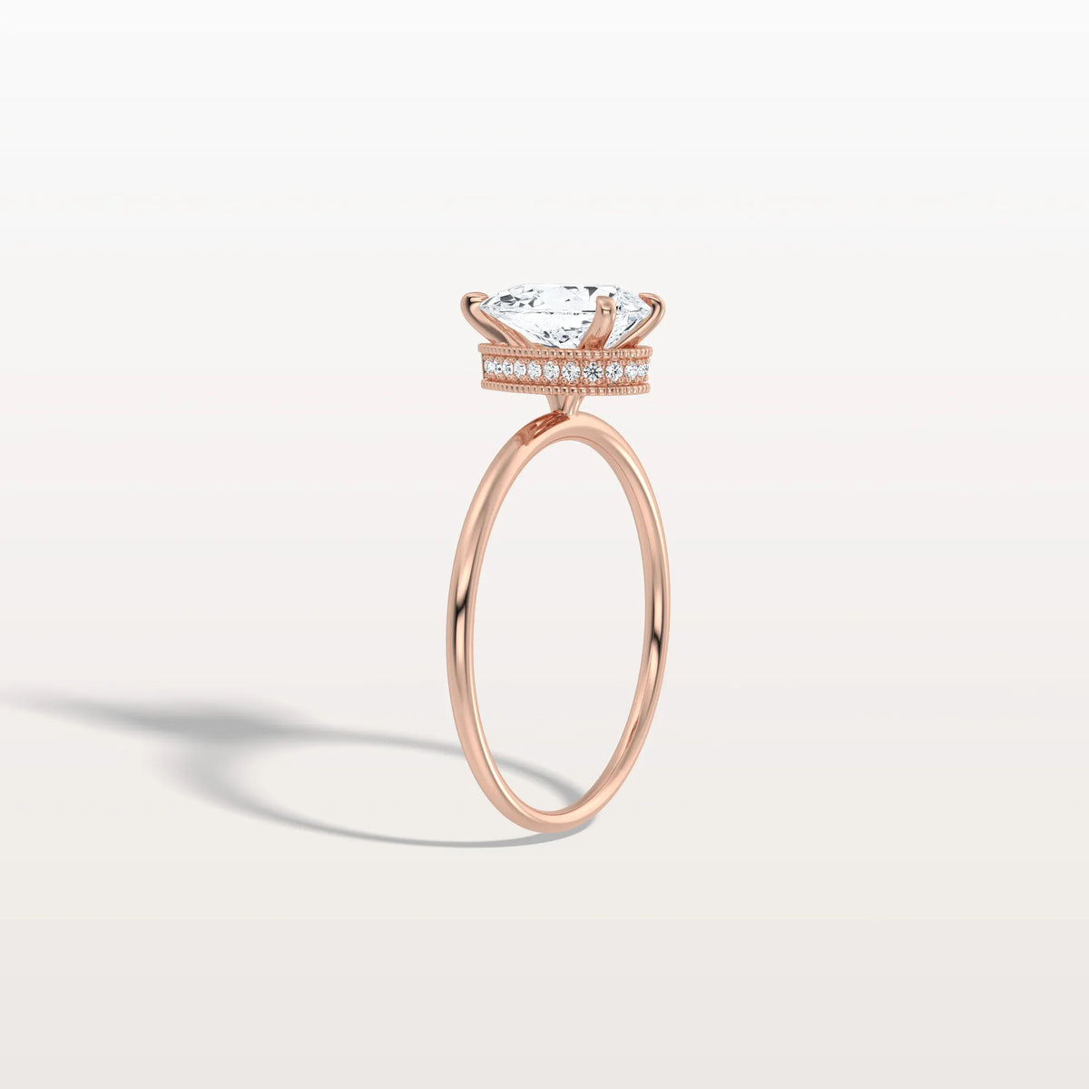 Hidden Halo 1CT Pear Lab Diamond Ring with Basket Setting - Rings