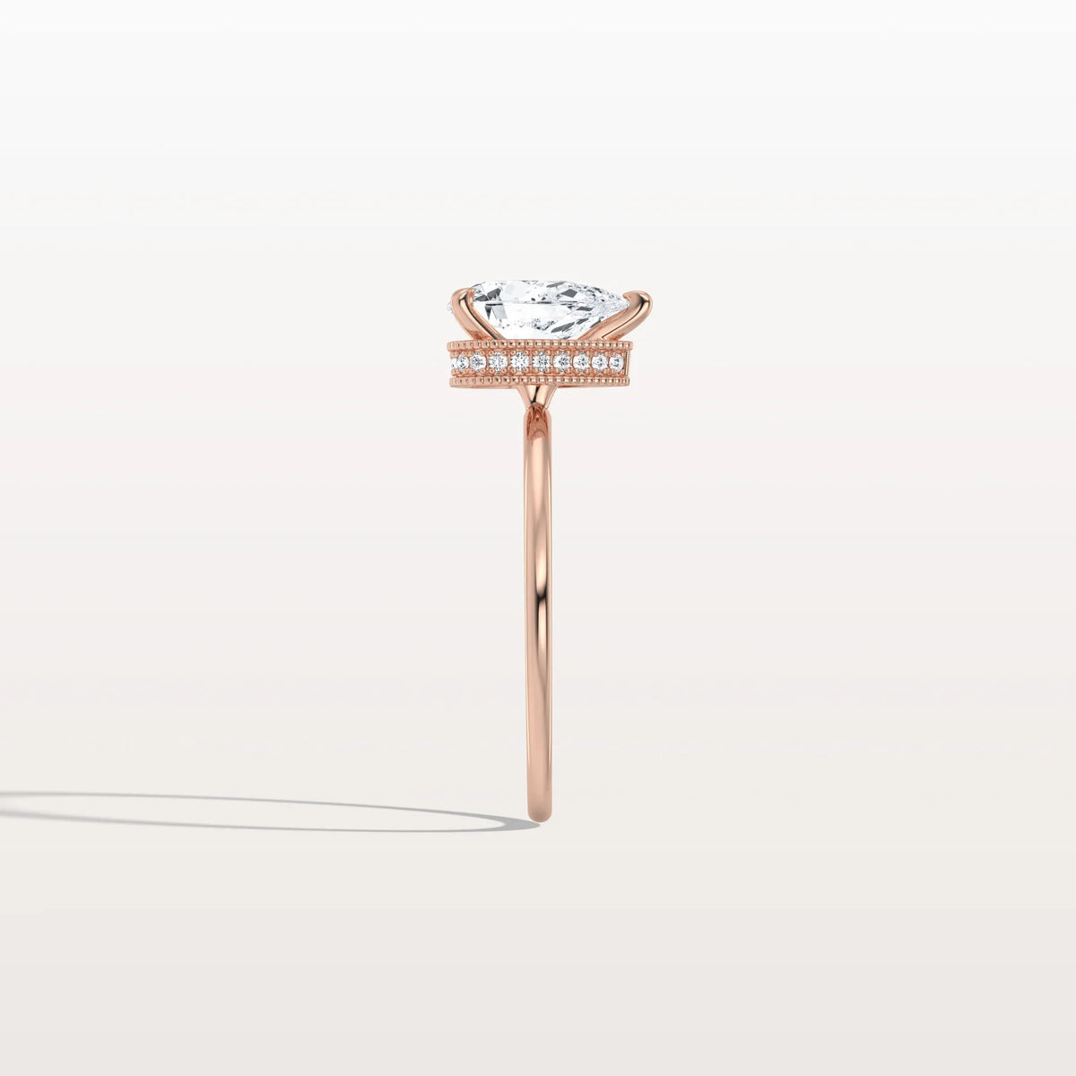 Hidden Halo 1CT Pear Lab Diamond Ring with Basket Setting - Rings