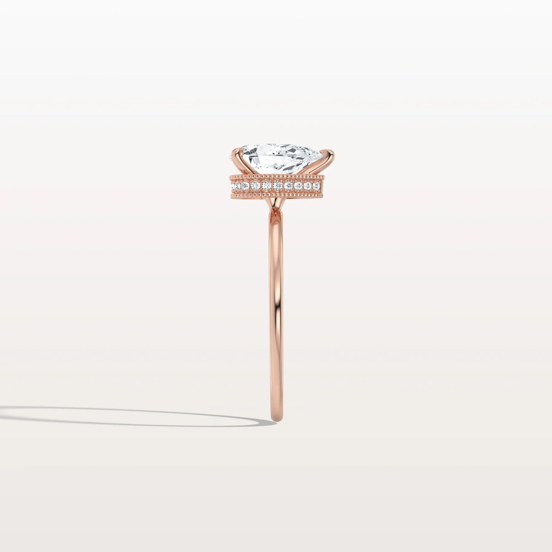 Hidden Halo 1CT Pear Lab Diamond Ring with Basket Setting - Rings