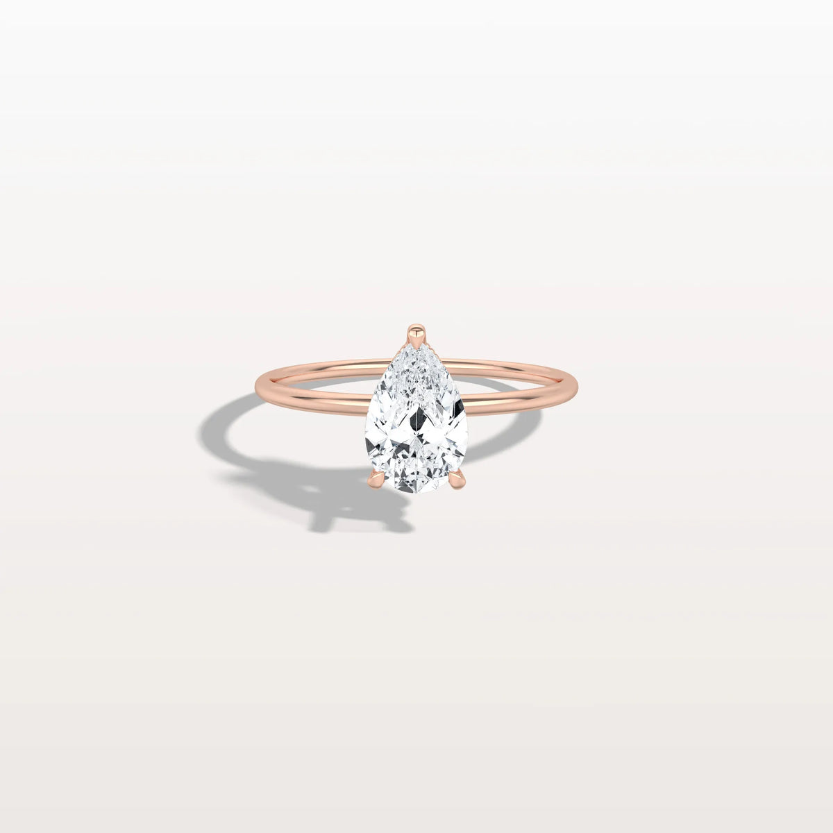 Hidden Halo 1CT Pear Lab Diamond Ring with Basket Setting - Rings