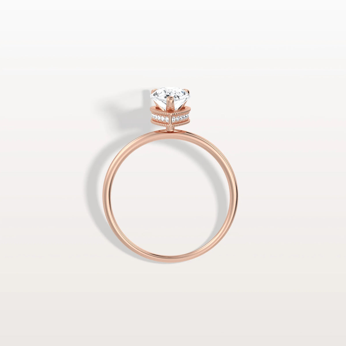 Hidden Halo 1CT Pear Lab Diamond Ring with Basket Setting - Rings