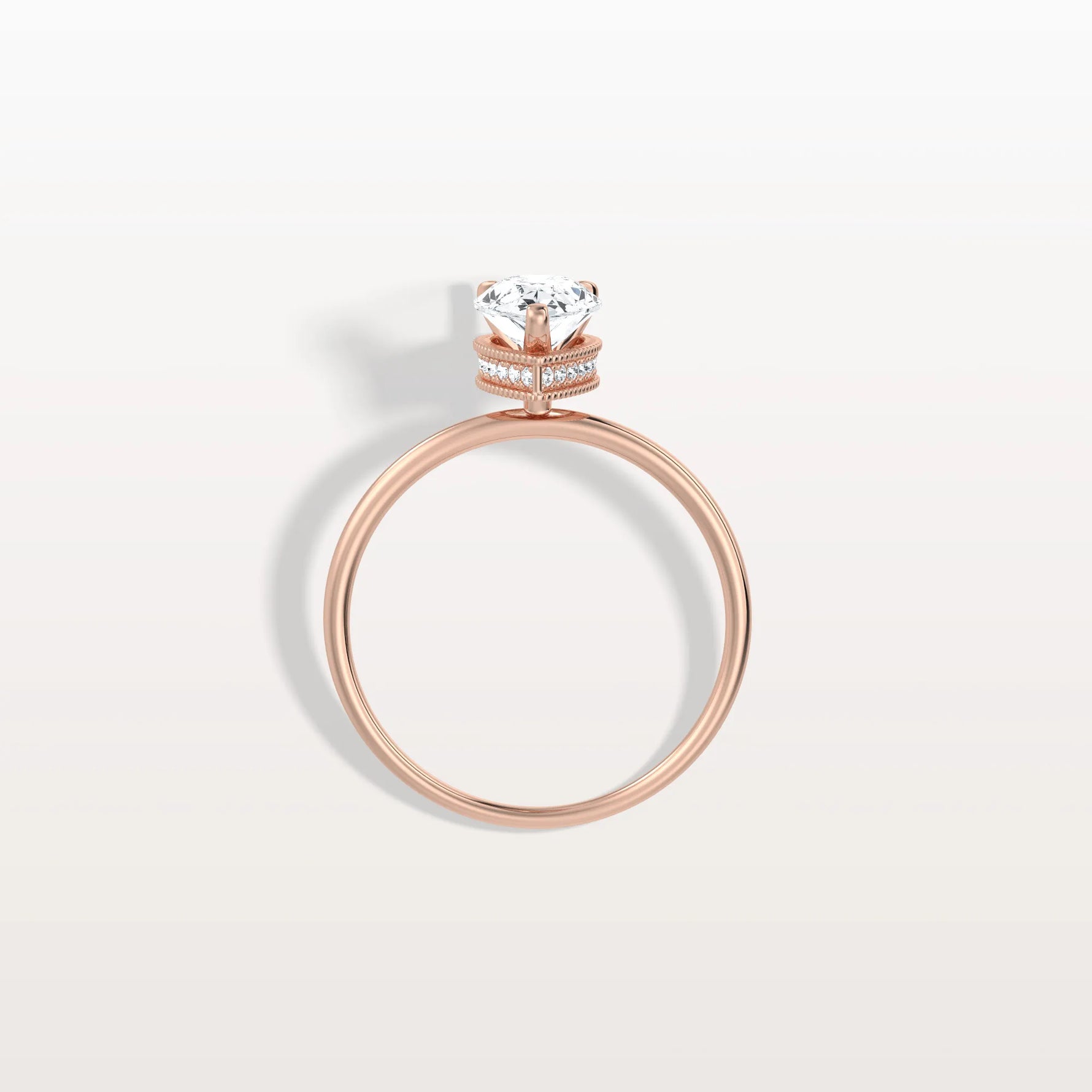 Hidden Halo 1CT Pear Lab Diamond Ring with Basket Setting - Rings