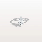 Hidden Halo 1CT Pear Lab Diamond Ring with Basket Setting - Rings