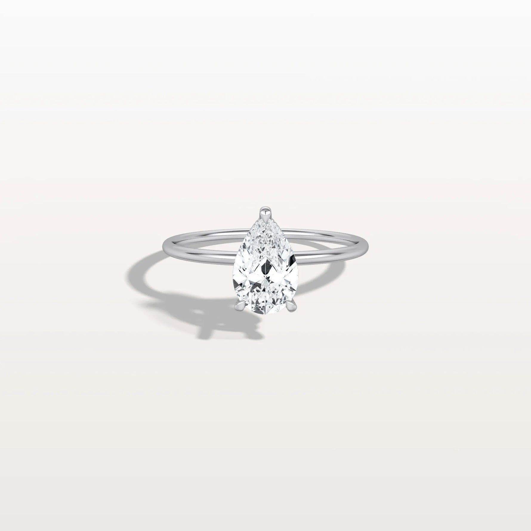 Hidden Halo 1CT Pear Lab Diamond Ring with Basket Setting - Rings