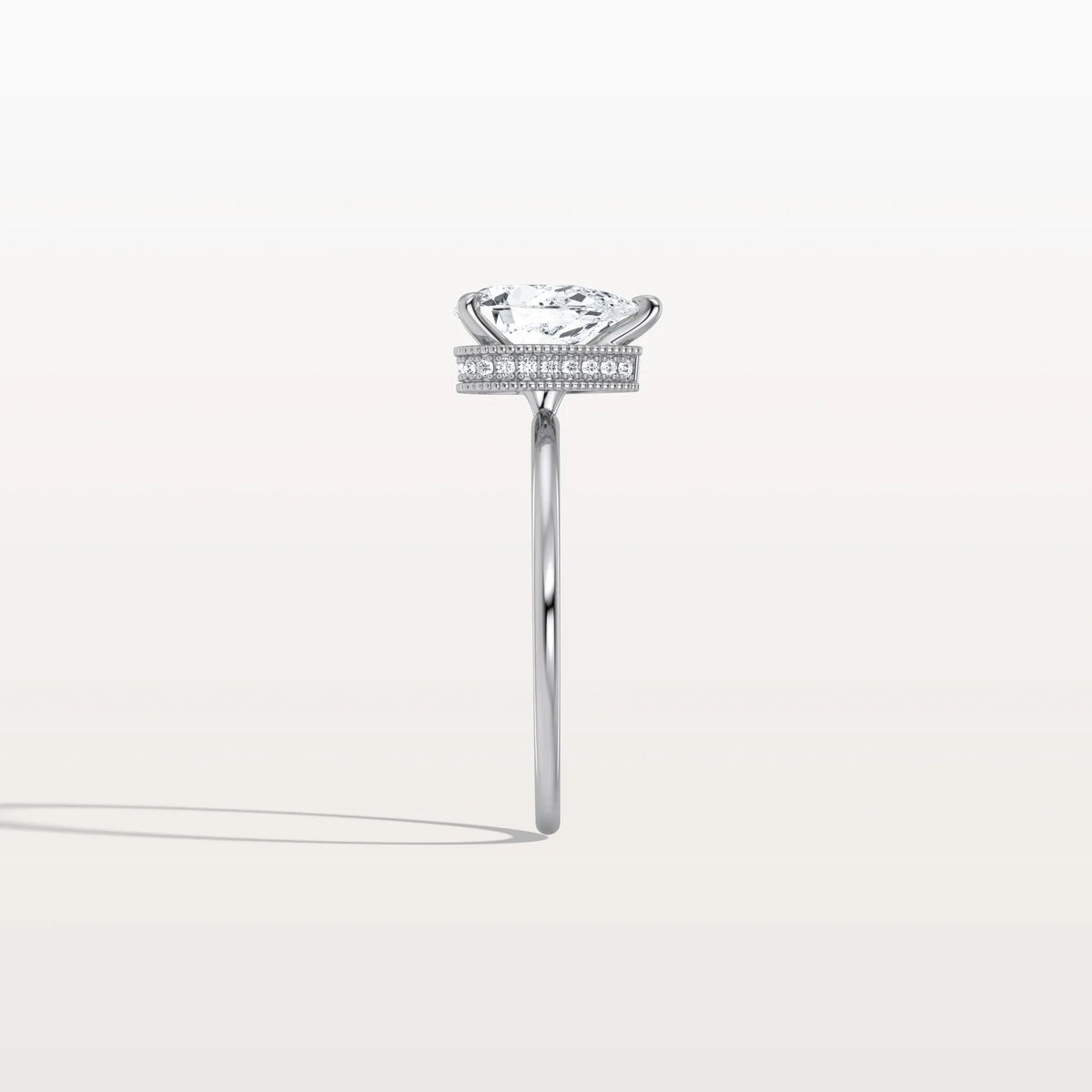 Hidden Halo 1CT Pear Lab Diamond Ring with Basket Setting - Rings