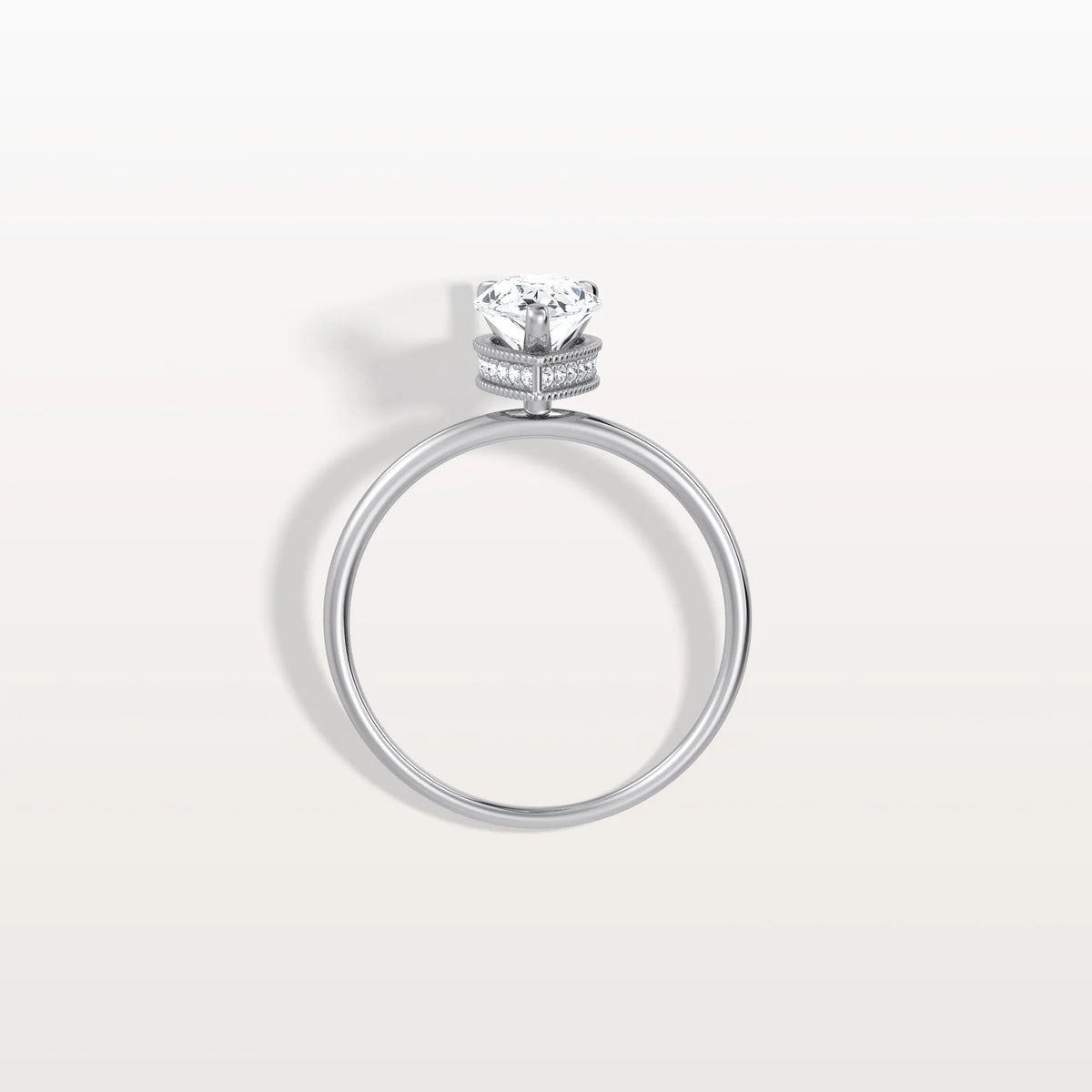 Hidden Halo 1CT Pear Lab Diamond Ring with Basket Setting - Rings