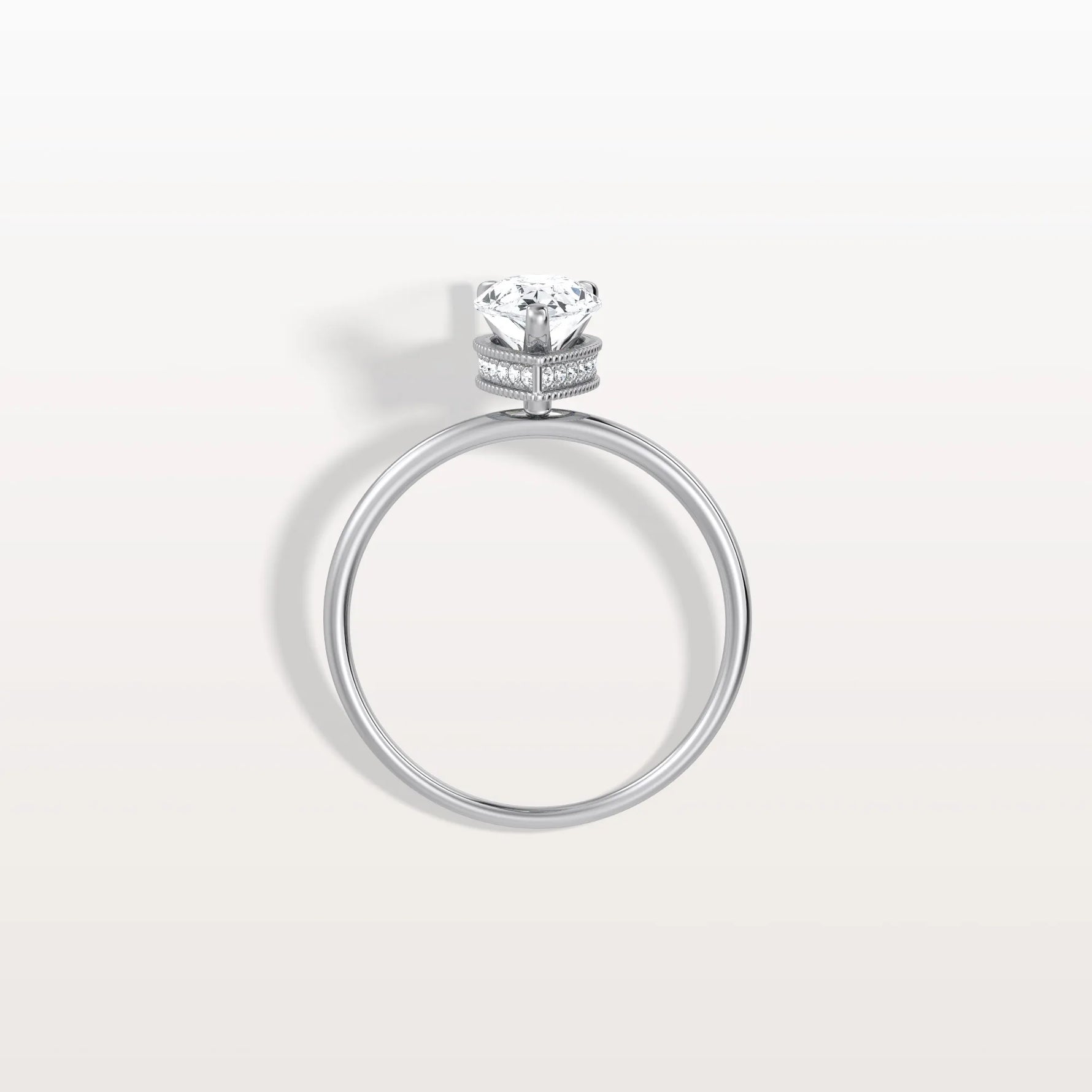Hidden Halo 1CT Pear Lab Diamond Ring with Basket Setting - Rings
