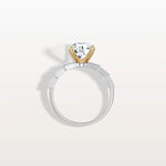 Lab Diamond Two Tone Engagement Ring - 2CT Pave Band - Rings