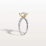 Lab Diamond Two Tone Engagement Ring - 2CT Pave Band - Rings