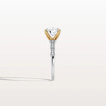 Lab Diamond Two Tone Engagement Ring - 2CT Pave Band - Rings