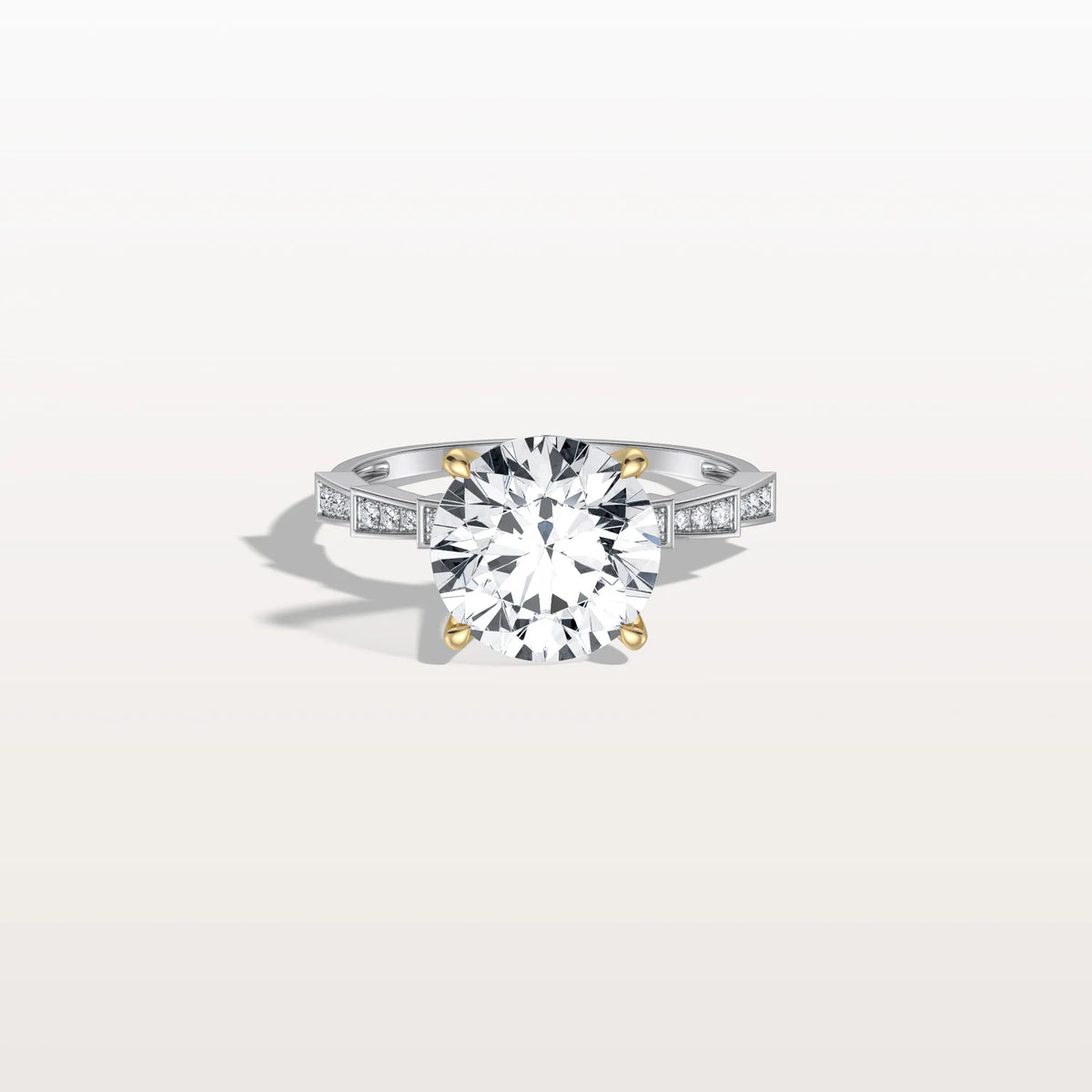 Lab Diamond Two Tone Engagement Ring - 3CT Pave Band - Rings