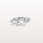Lab Diamond Two Tone Engagement Ring - 3CT Pave Band - Rings