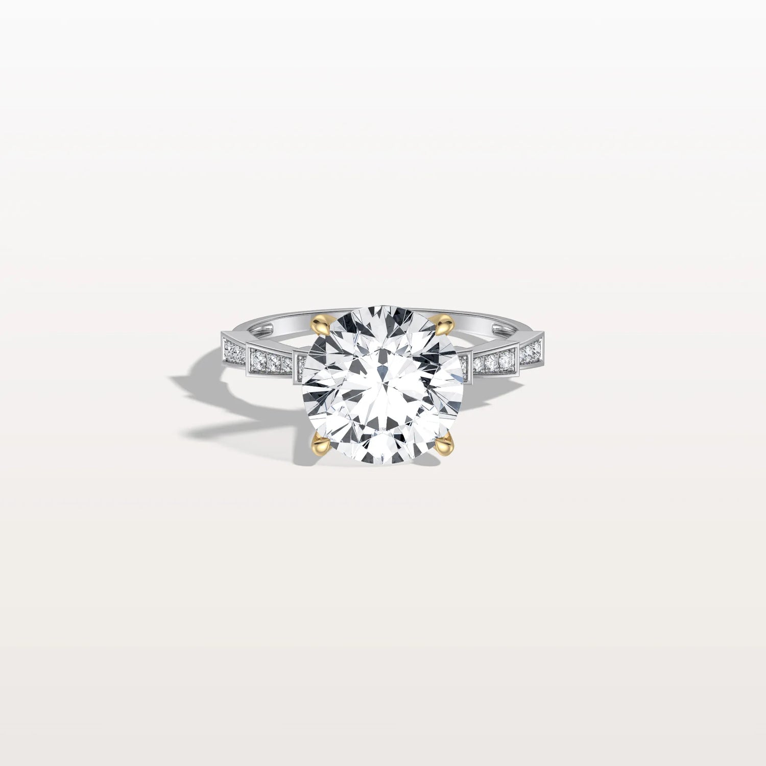Lab Diamond Two Tone Engagement Ring - 3CT Pave Band - Rings