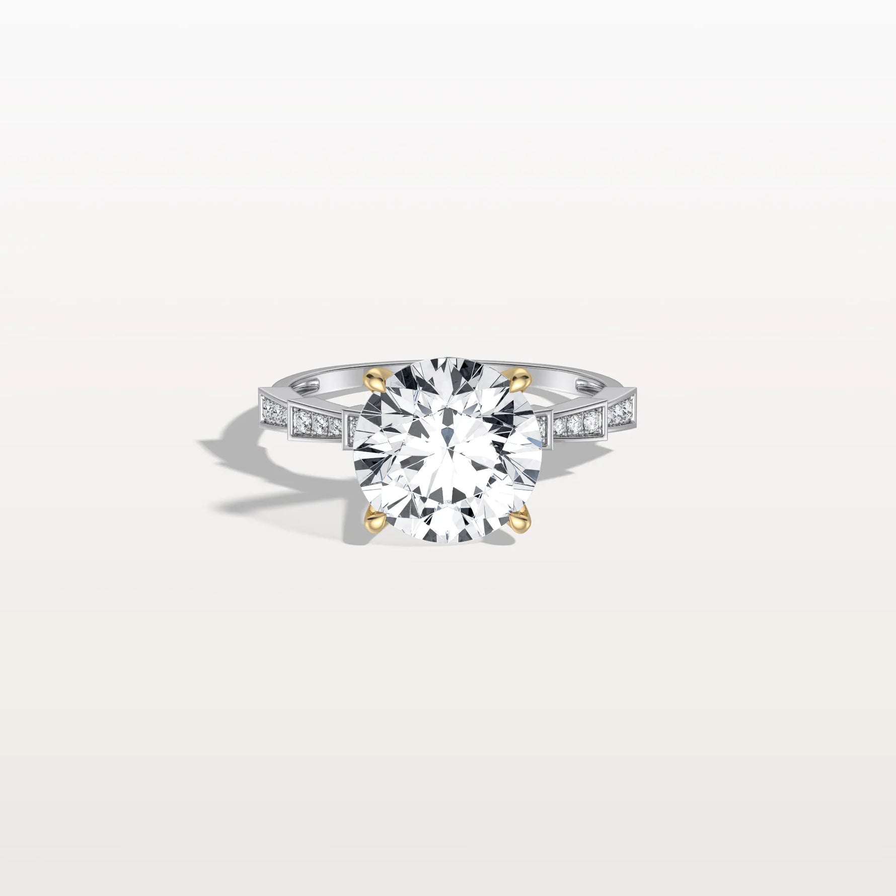 Lab Diamond Two Tone Engagement Ring - 3CT Pave Band - Rings