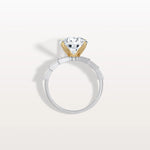 Lab Diamond Two Tone Engagement Ring - 3CT Pave Band - Rings