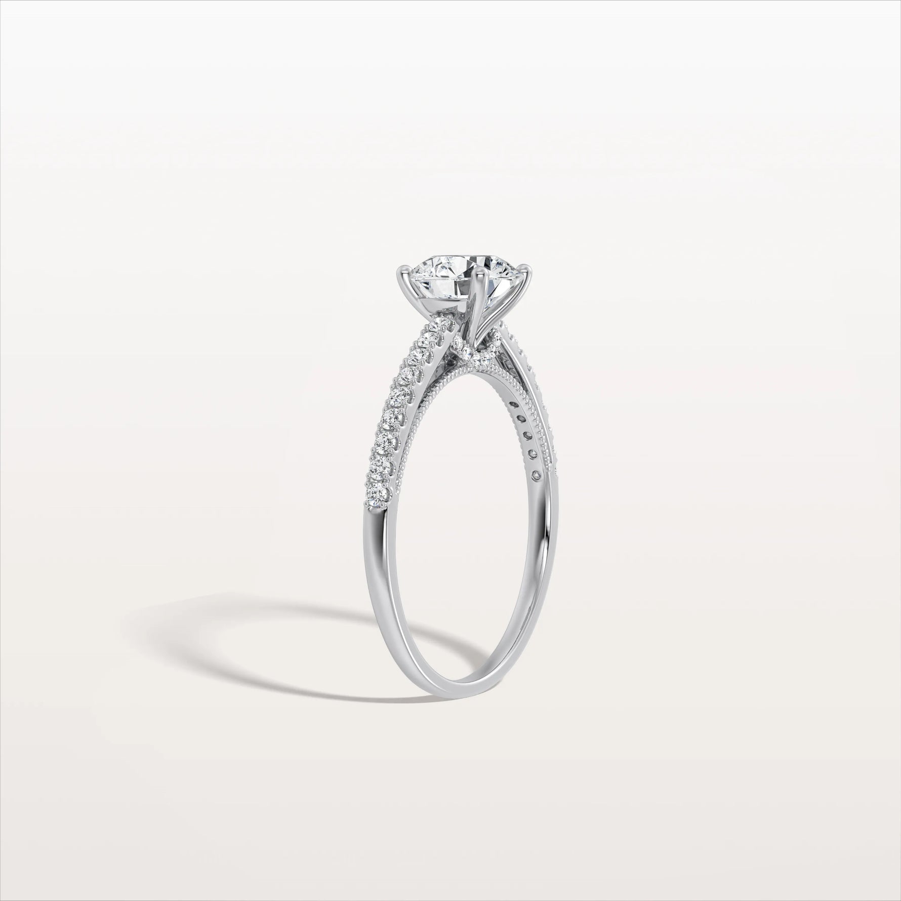 1CT Lab Diamond Pave Hidden Halo Ring - Cathedral Ring - Rings