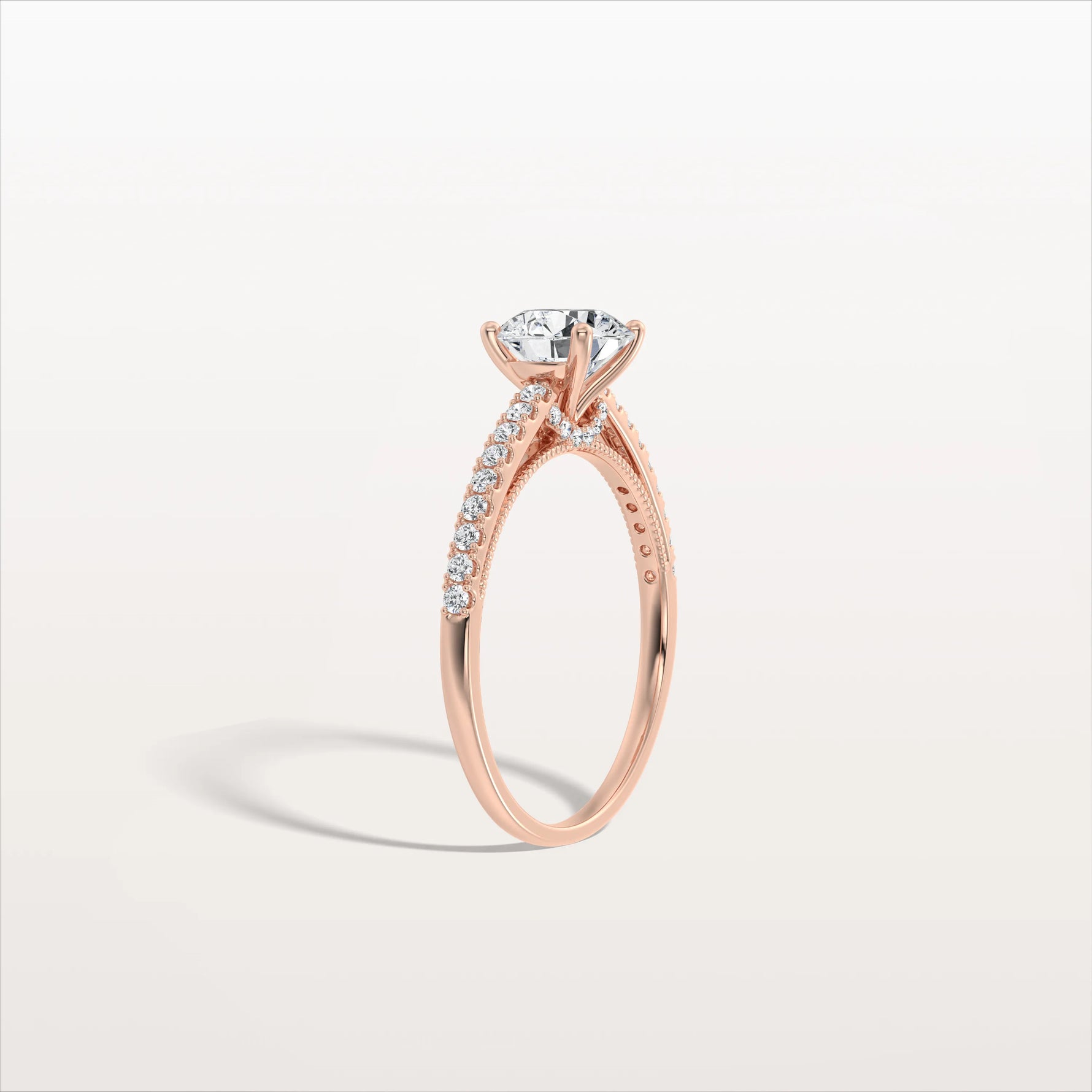 1CT Lab Diamond Pave Hidden Halo Ring - Cathedral Ring - Rings