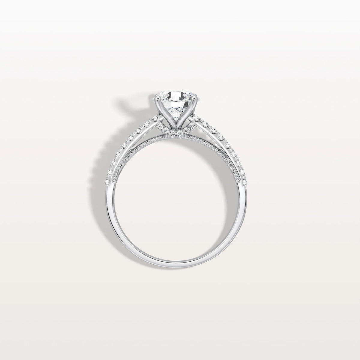 1CT Lab Diamond Pave Hidden Halo Ring - Cathedral Ring - Rings
