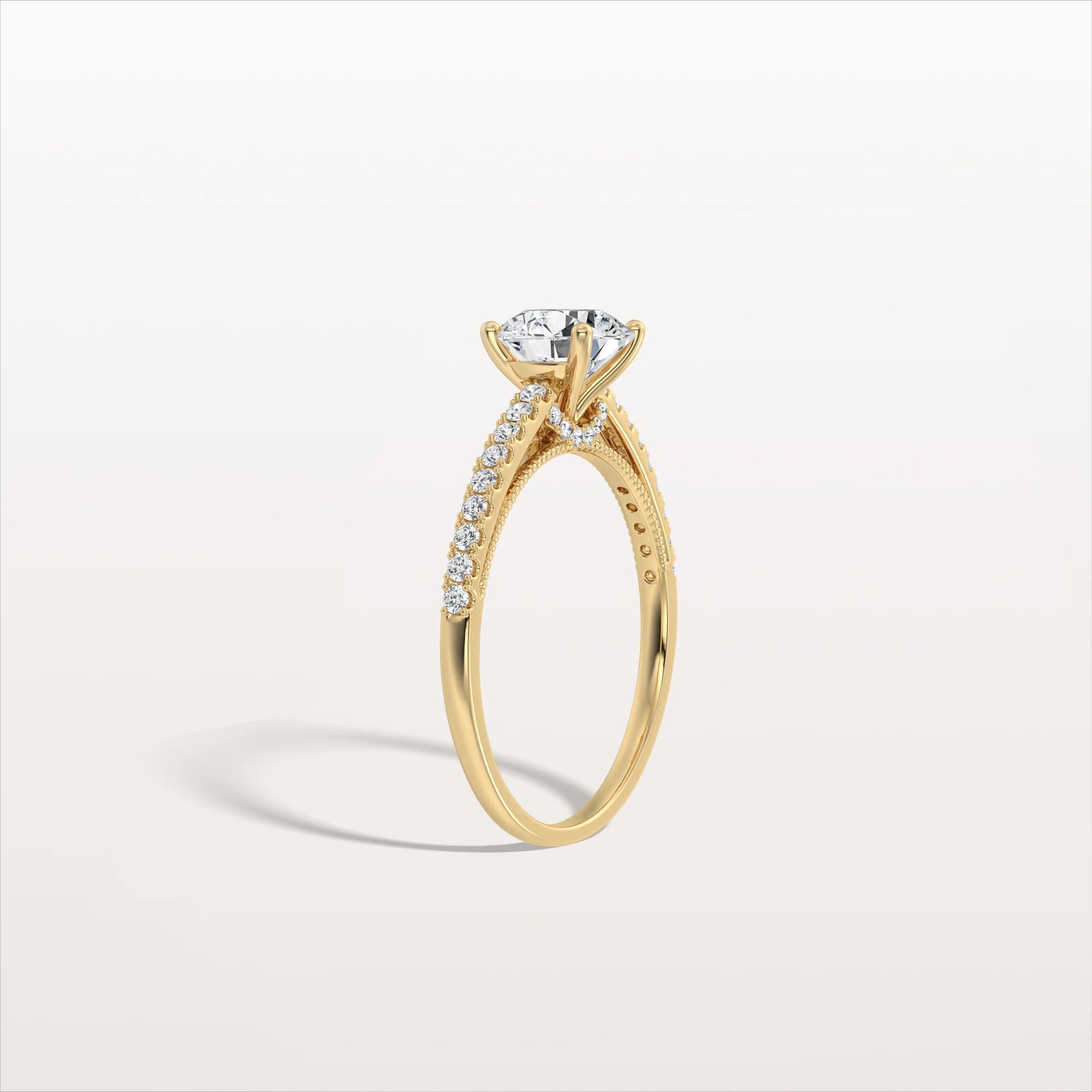 1CT Lab Diamond Pave Hidden Halo Ring - Cathedral Ring - Rings