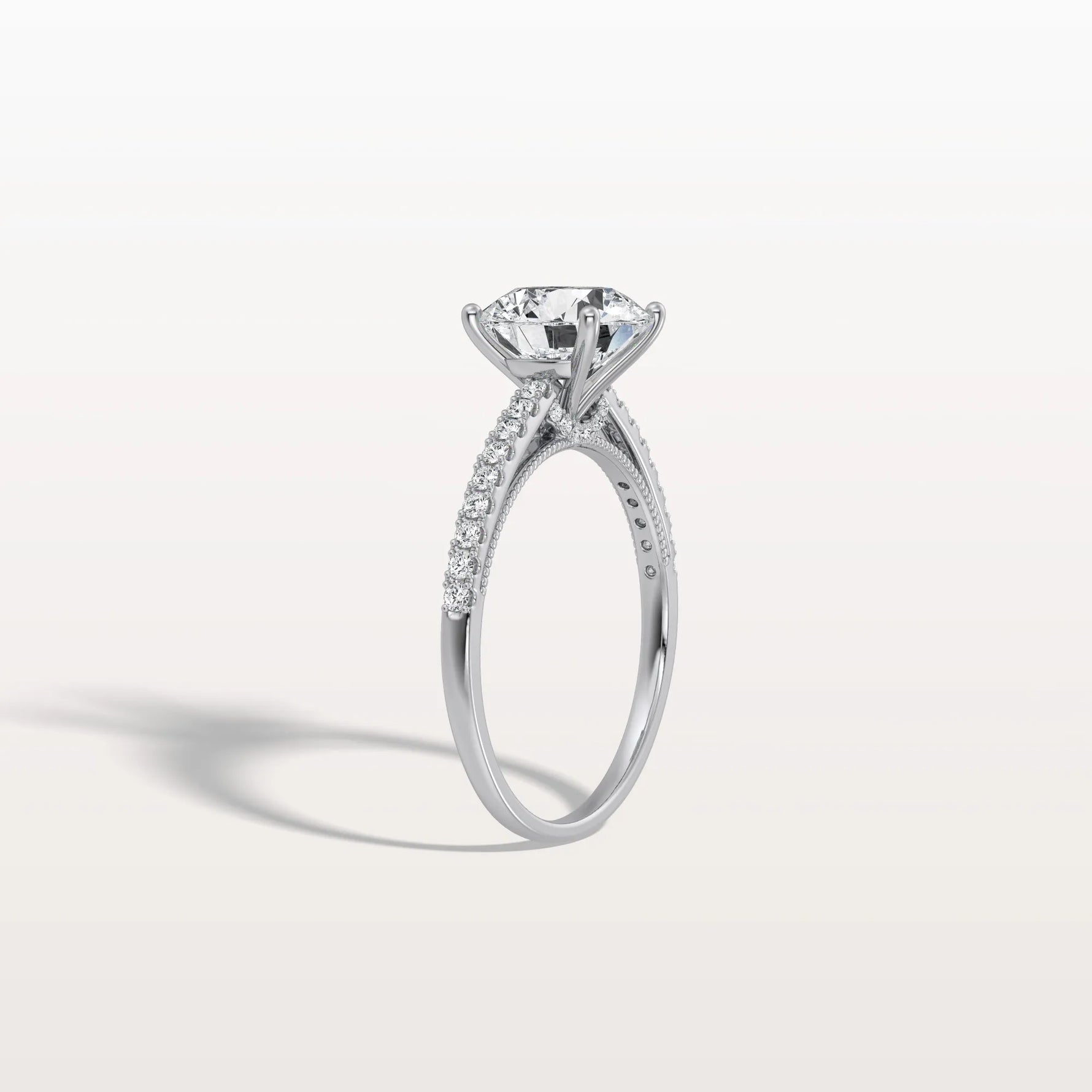 2CT Lab Diamond Pave Hidden Halo Ring - Cathedral Ring - Rings