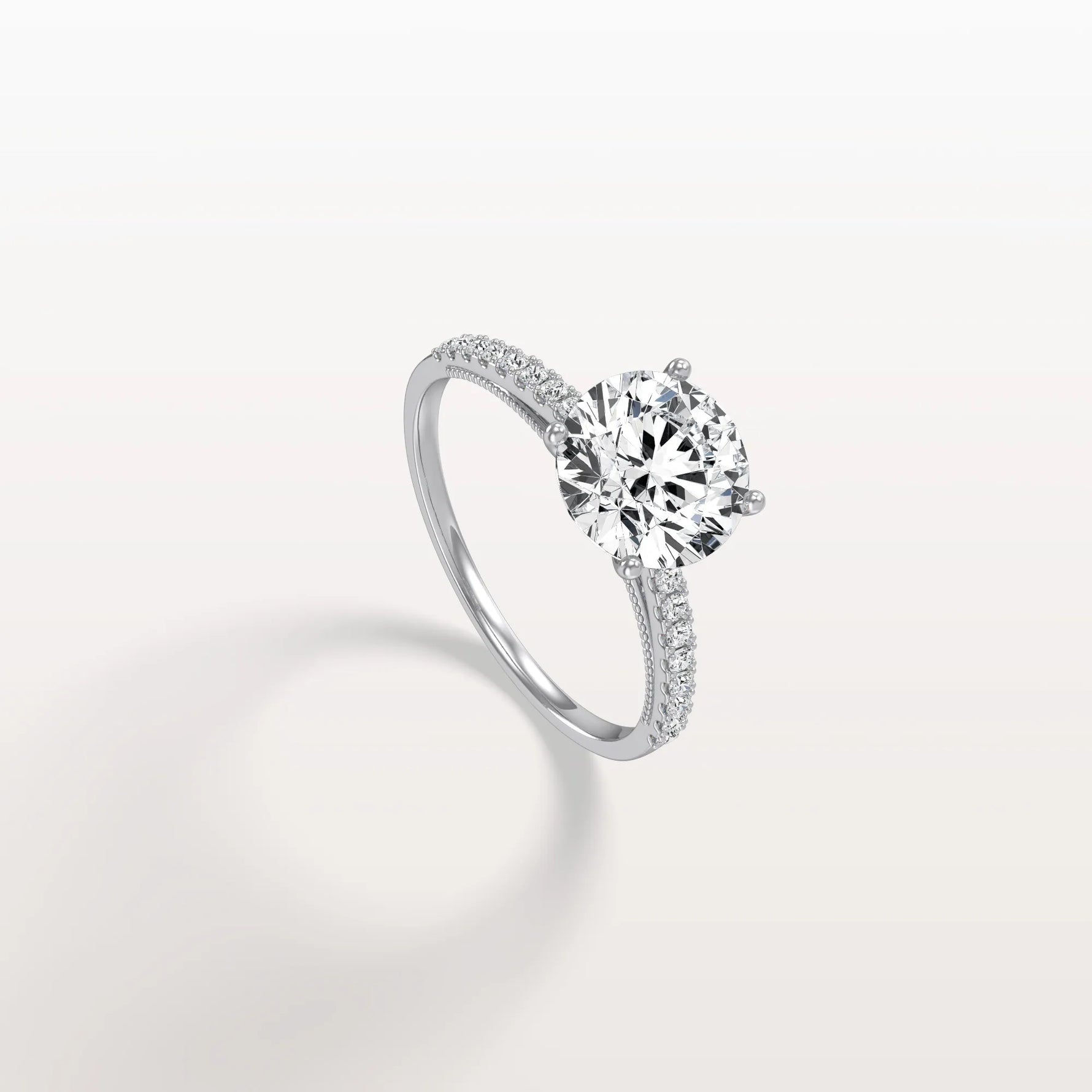 2CT Lab Diamond Pave Hidden Halo Ring - Cathedral Ring - Rings