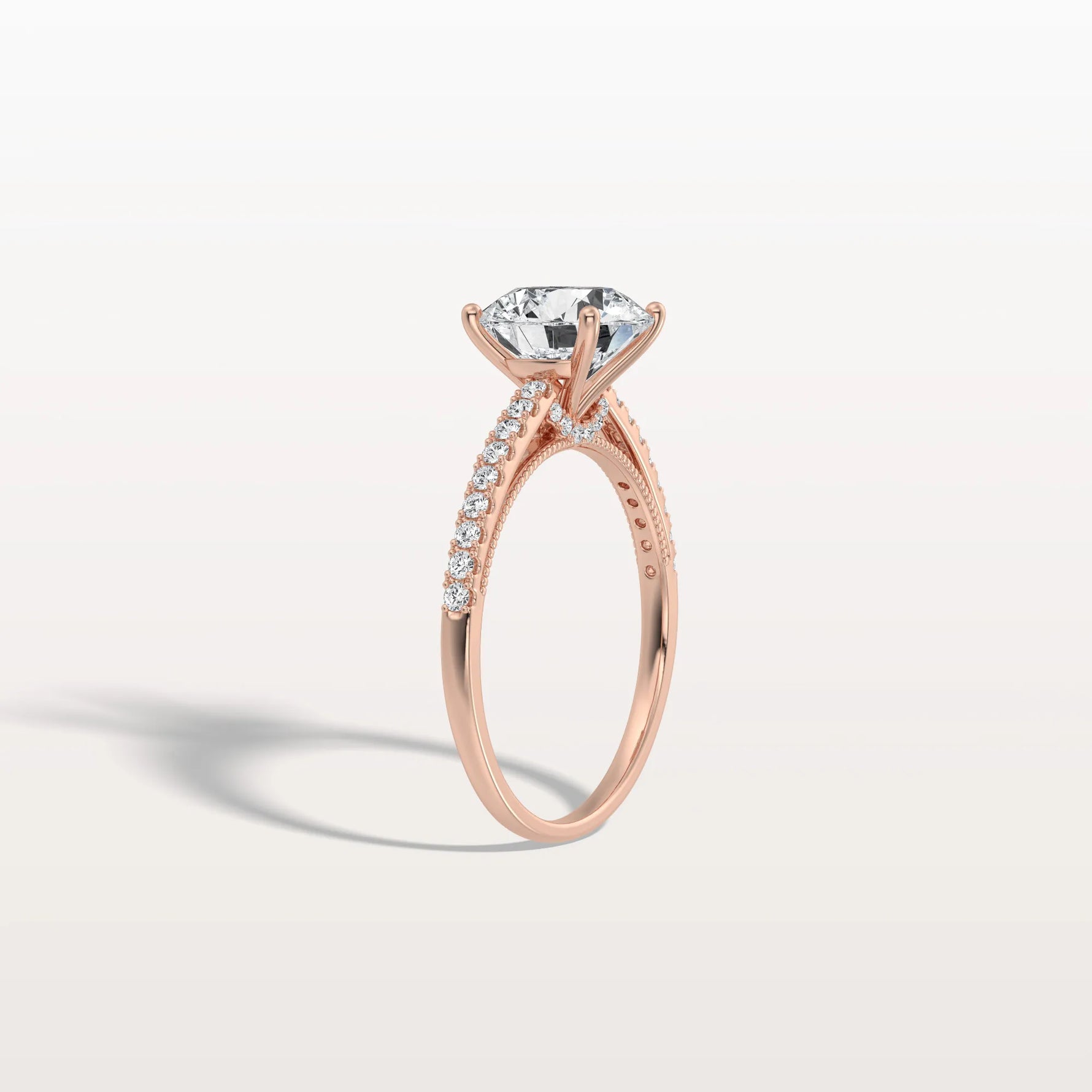 2CT Lab Diamond Pave Hidden Halo Ring - Cathedral Ring - Rings