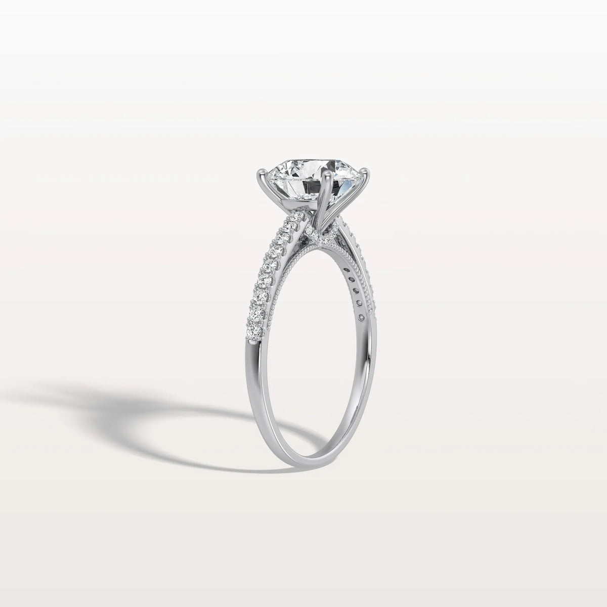 2CT Lab Diamond Pave Hidden Halo Ring - Cathedral Ring - Rings