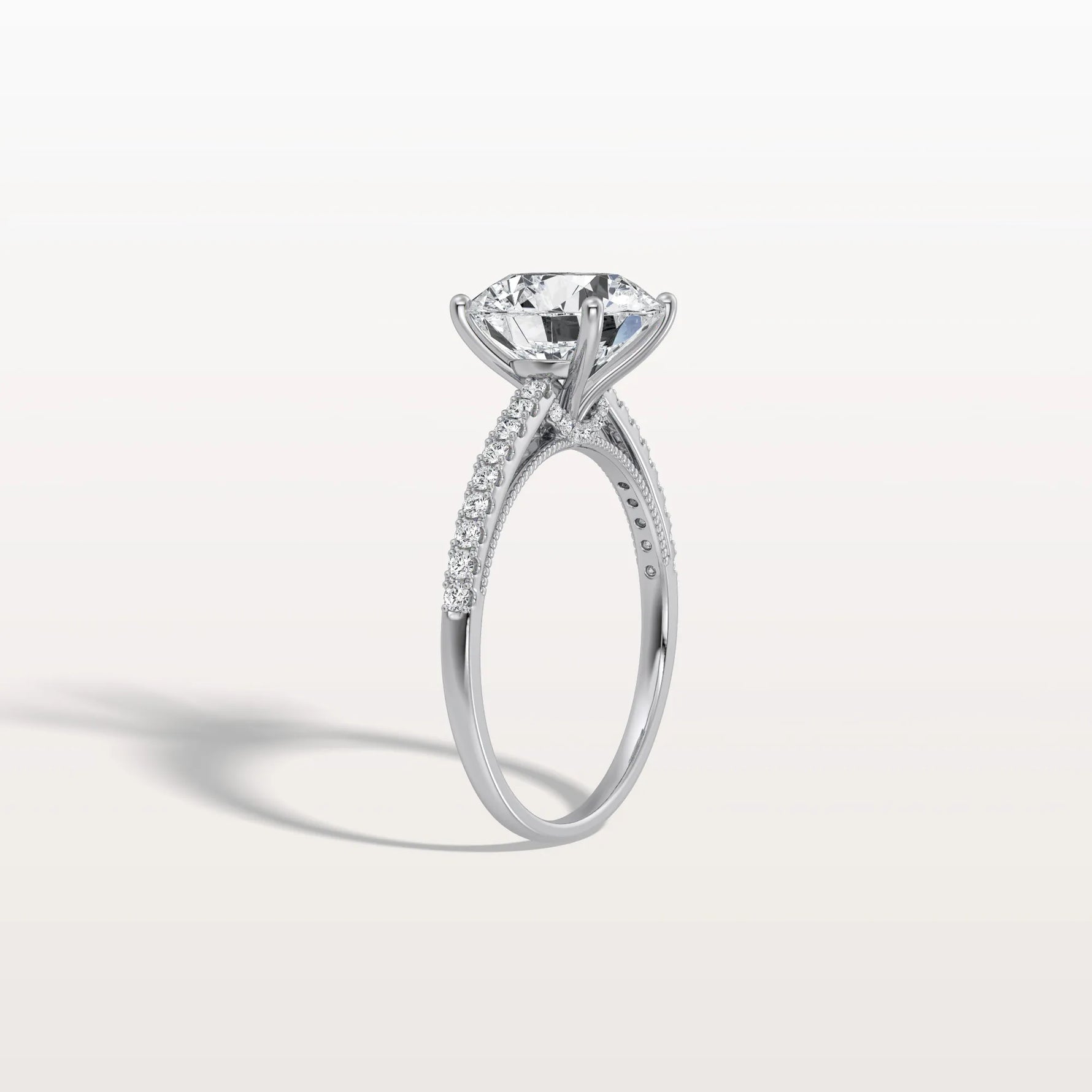 3CT Lab Diamond Pave Hidden Halo Ring - Cathedral Ring - Rings