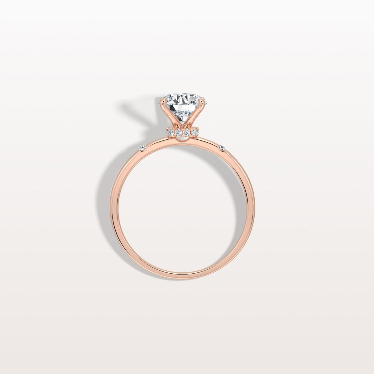 1CT Hidden Halo Lab Diamond Engagement Ring with Side Accents - Rings